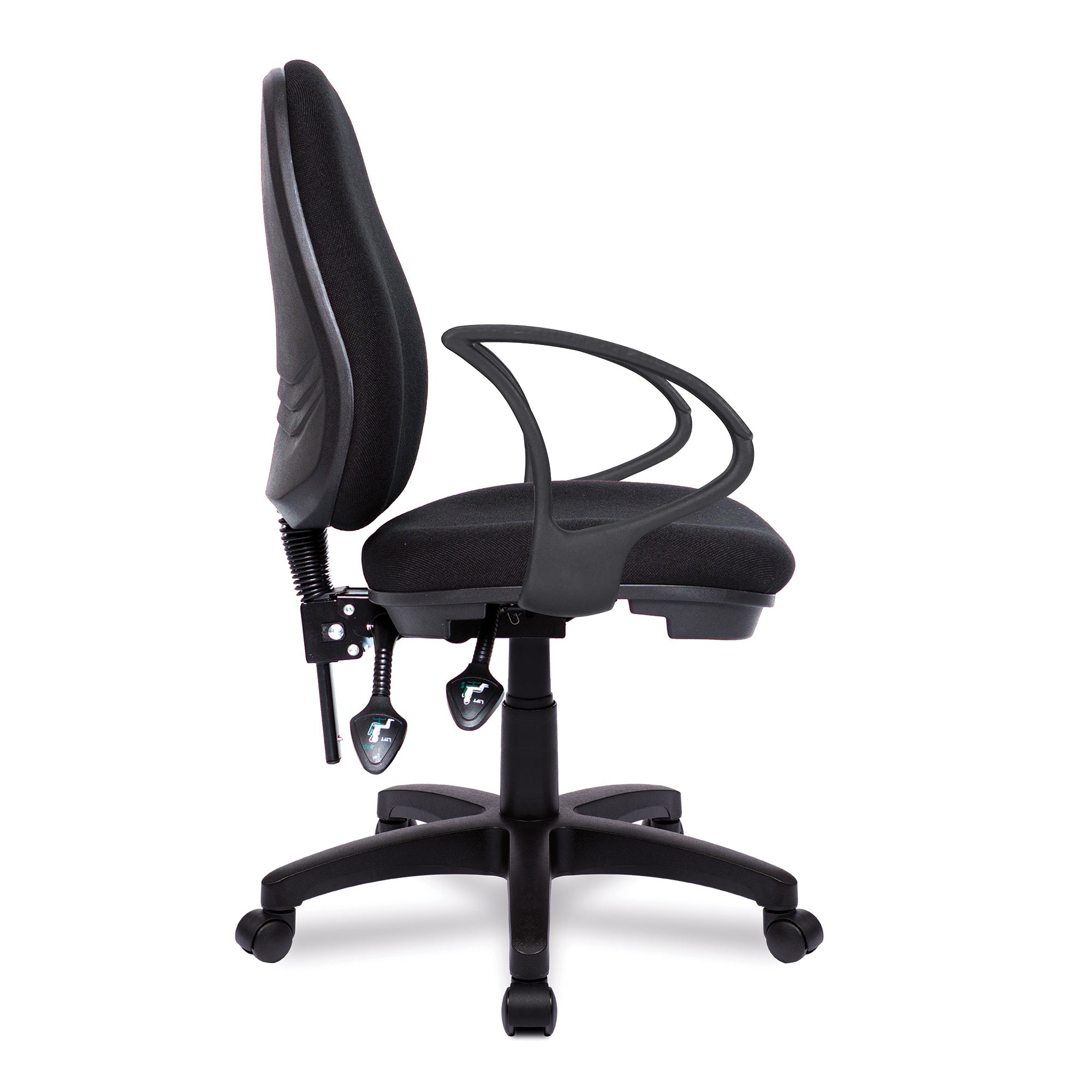 Java 200 – Medium Back Operator Chair – Twin Lever with Fixed Arms