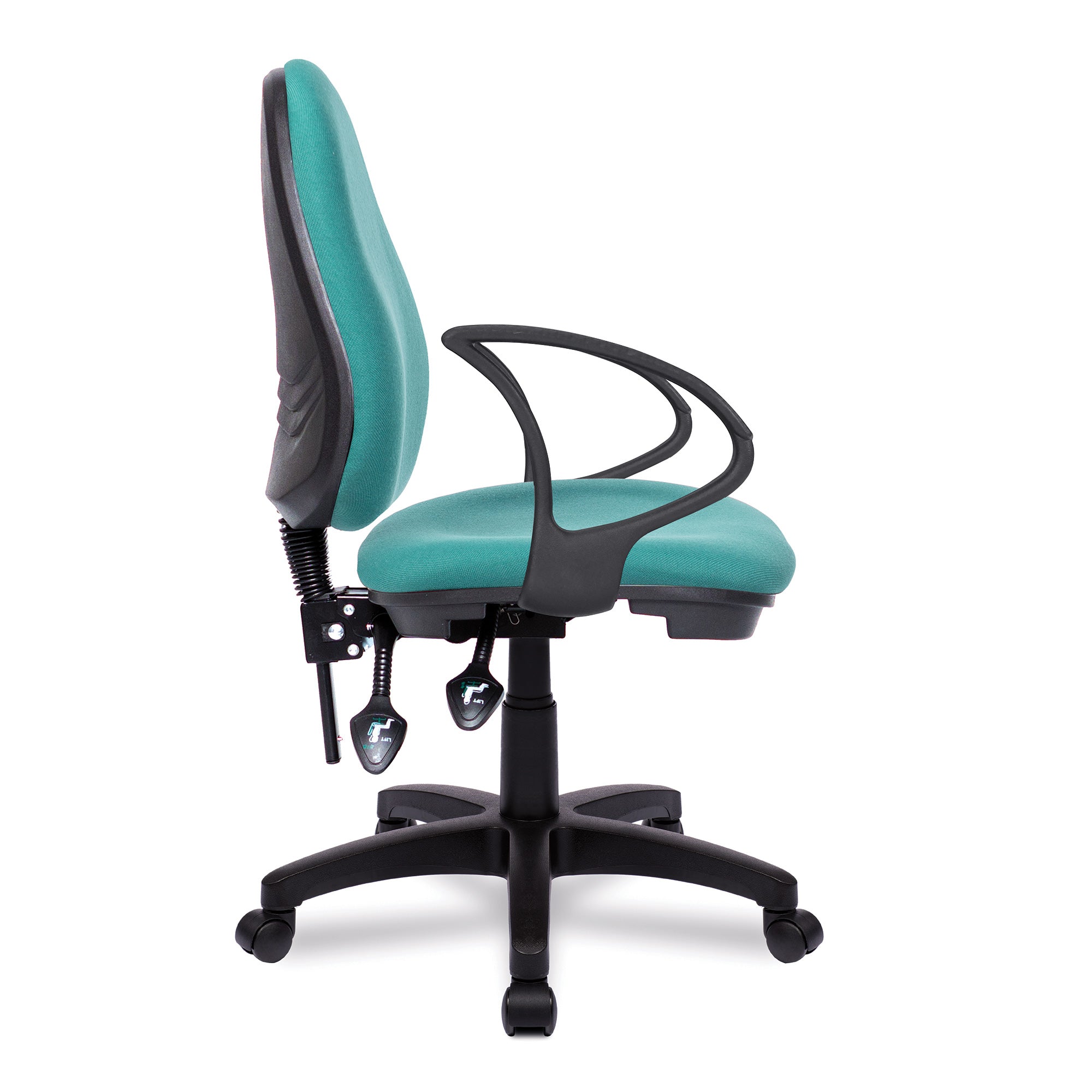 Java 200 – Medium Back Operator Chair – Twin Lever with Fixed Arms