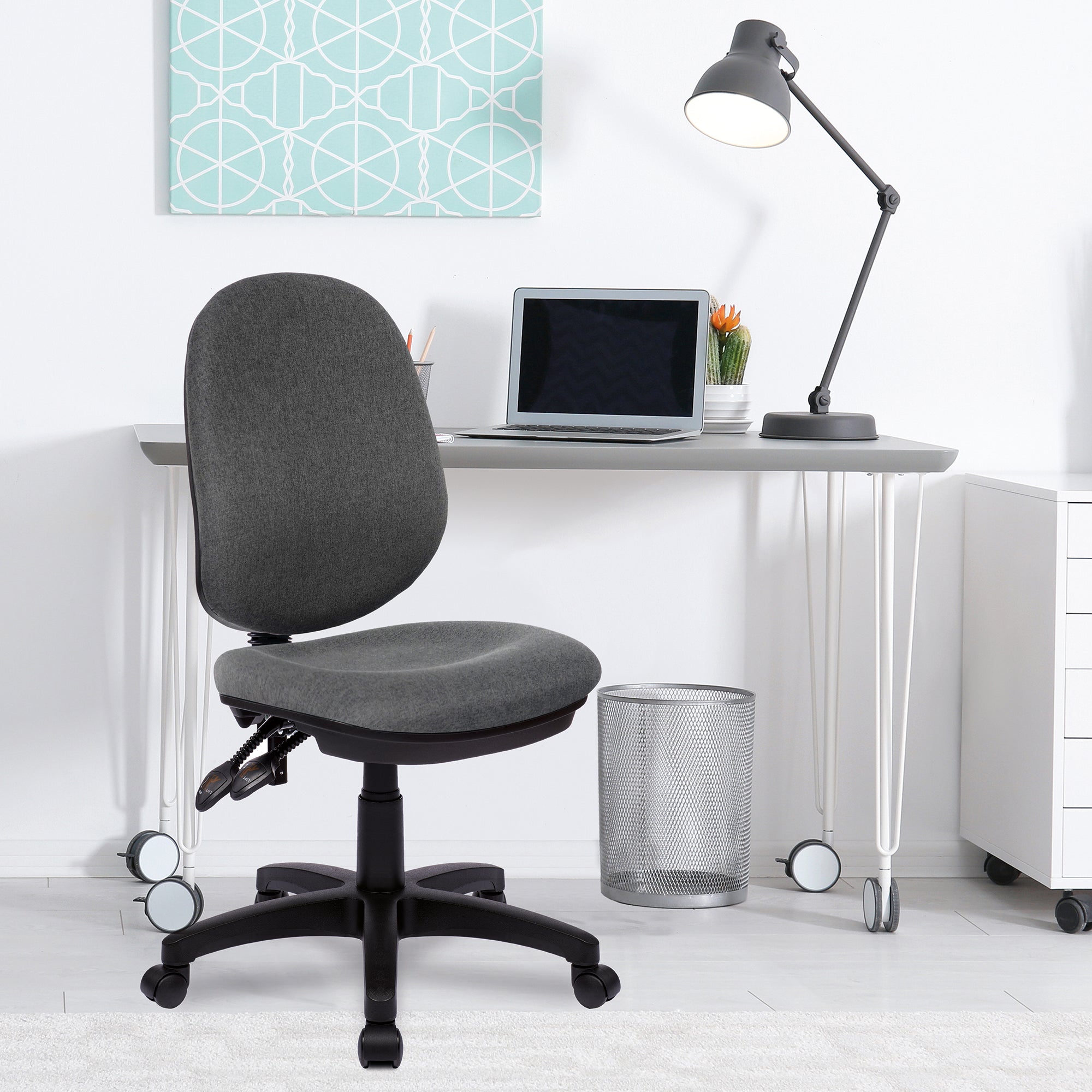 Adjustable Twin Lever Task Chair With Wheels For Office & Home