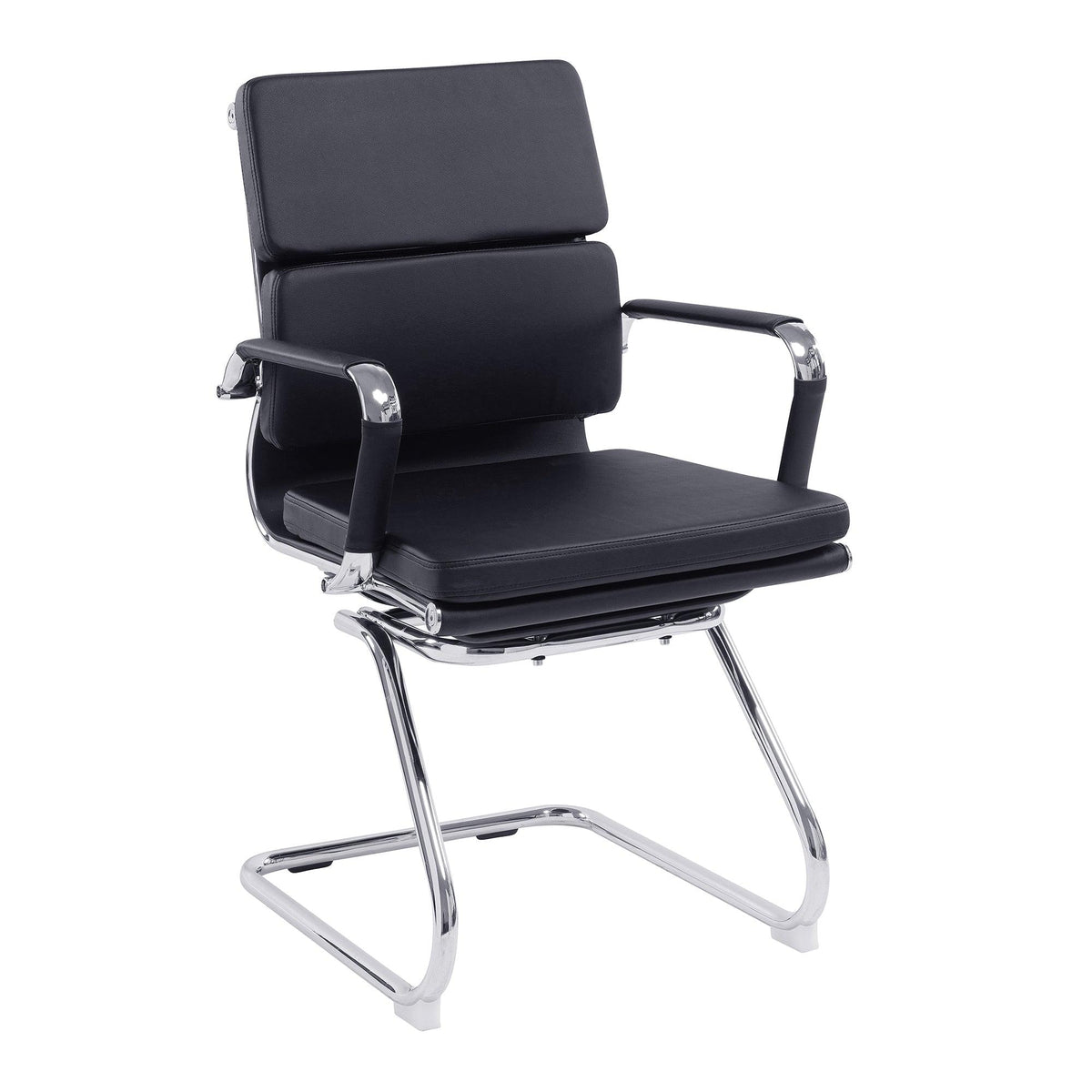 Avanti - Bonded Colour Leather Medium Back Visitor Armchair with Individual Back Cushions and Chrome Arms &amp; Base