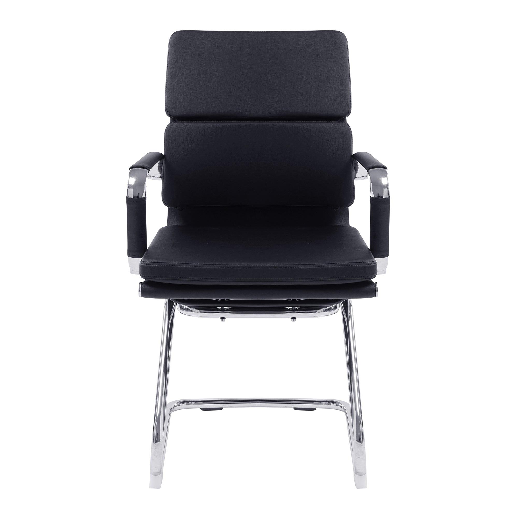 Avanti - Bonded Colour Leather Medium Back Visitor Armchair with Individual Back Cushions and Chrome Arms & Base