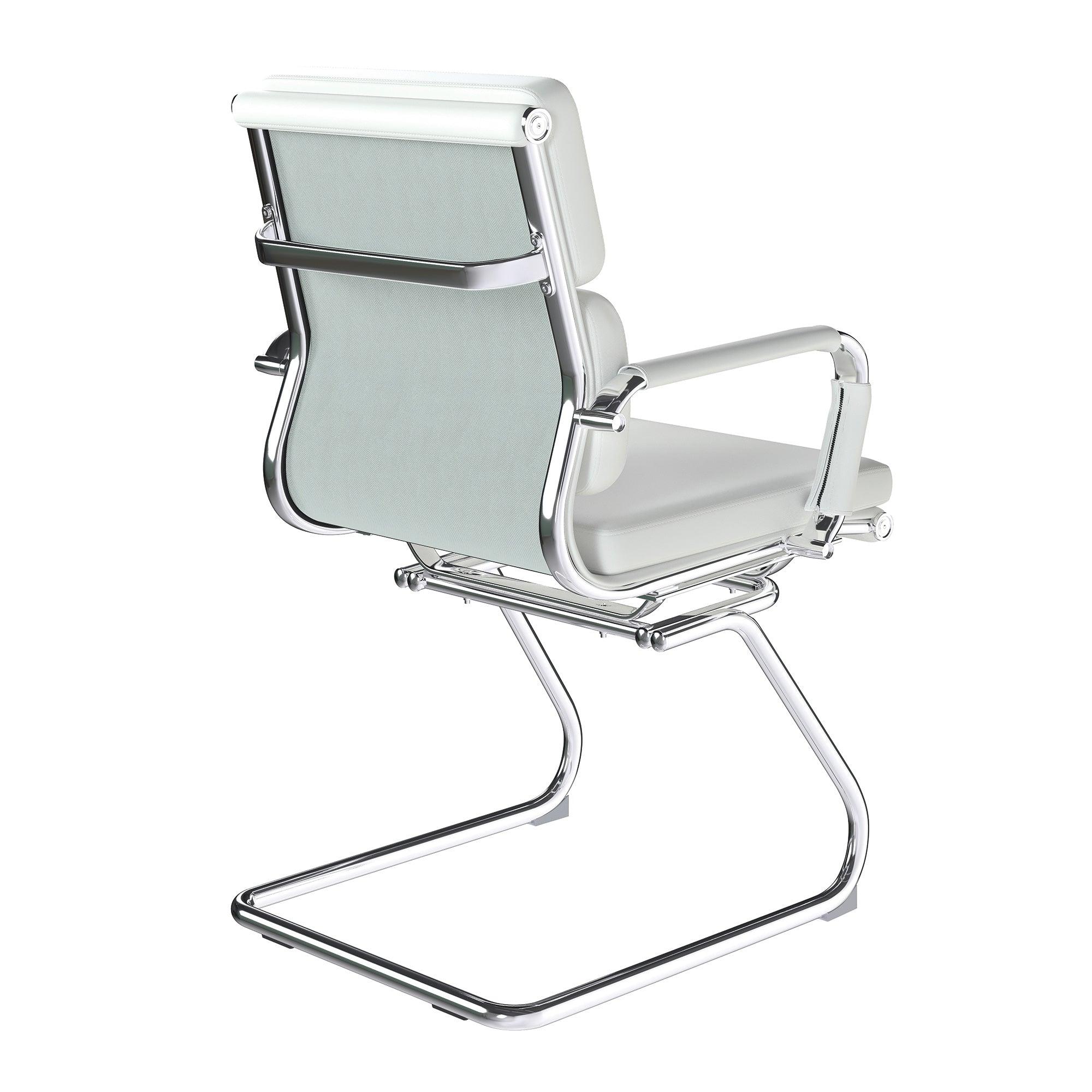 Avanti - Bonded Colour Leather Medium Back Visitor Armchair with Individual Back Cushions and Chrome Arms & Base