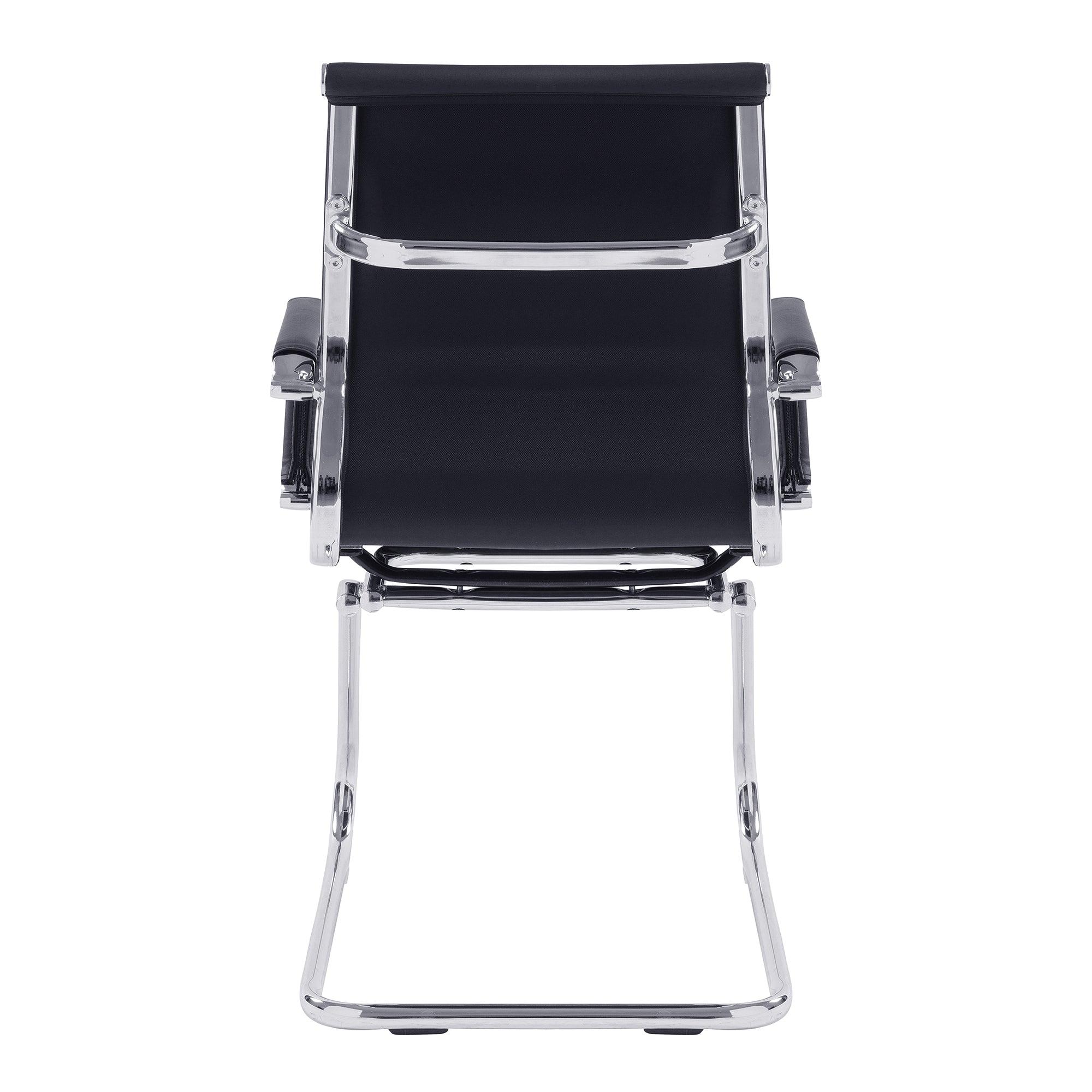 Aura - Contemporary Medium Back Bonded Leather Visitor Chair with Chrome Frame