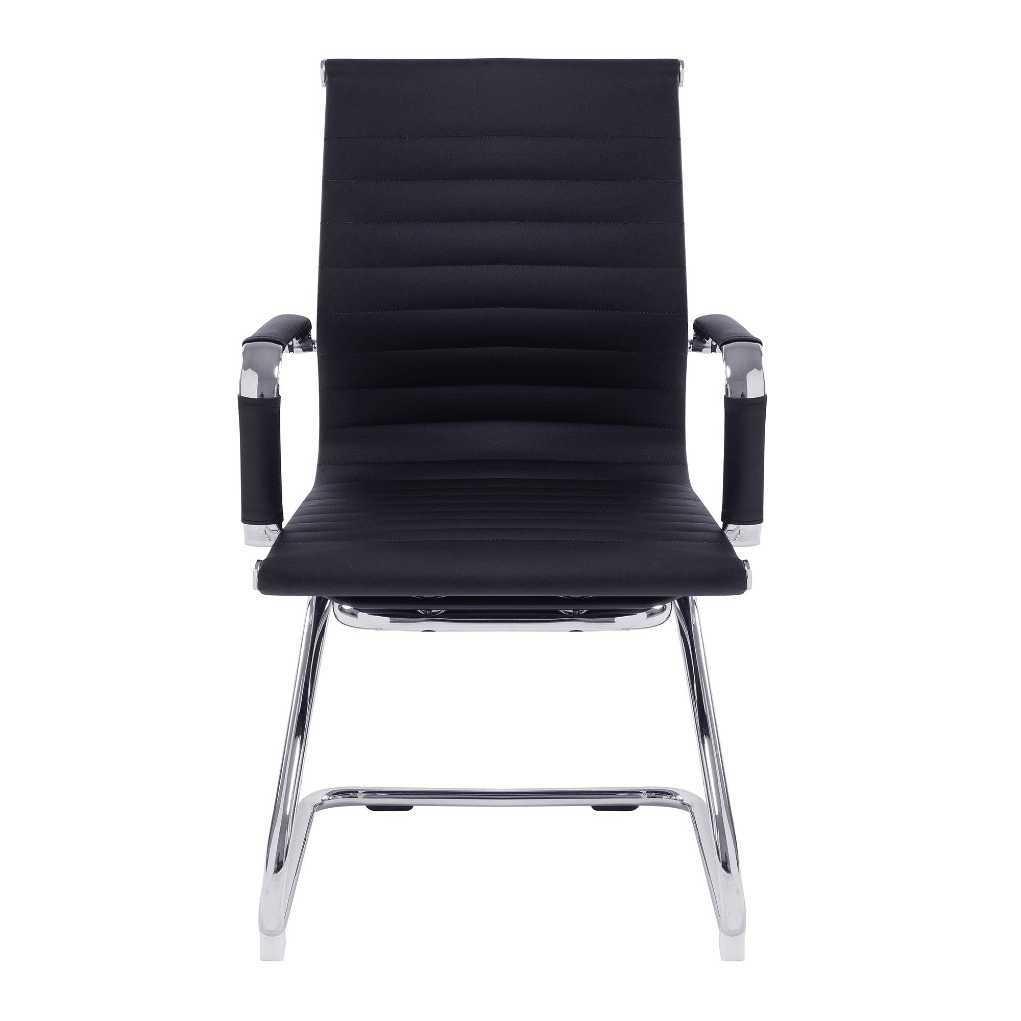 Aura - Contemporary Medium Back Bonded Leather Visitor Chair with Chrome Frame