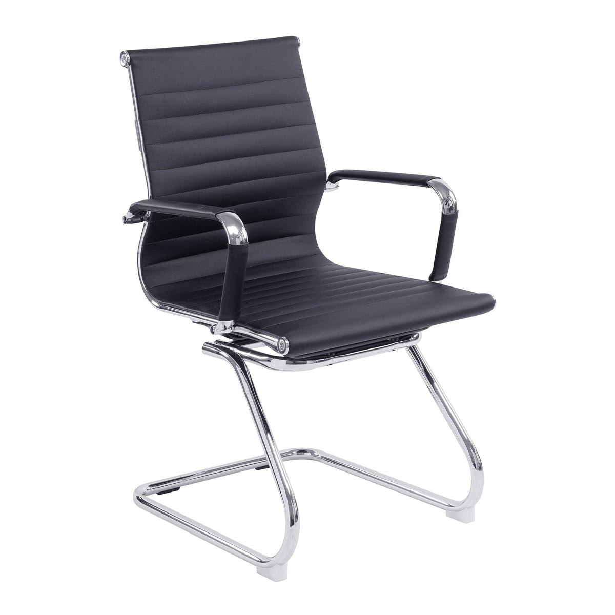 Aura - Contemporary Medium Back Bonded Leather Visitor Chair with Chrome Frame