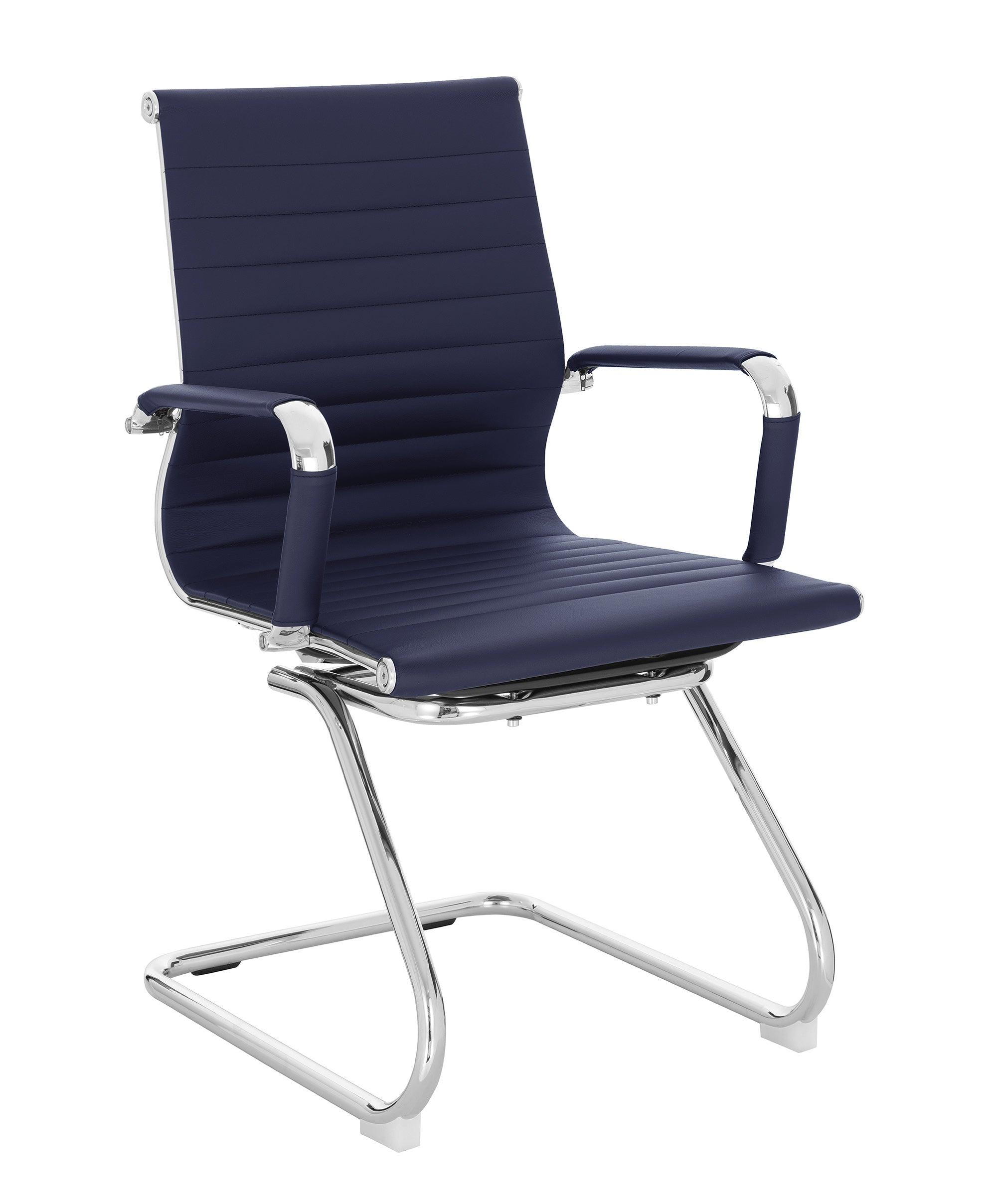 Aura - Contemporary Medium Back Bonded Leather Visitor Chair with Chrome Frame