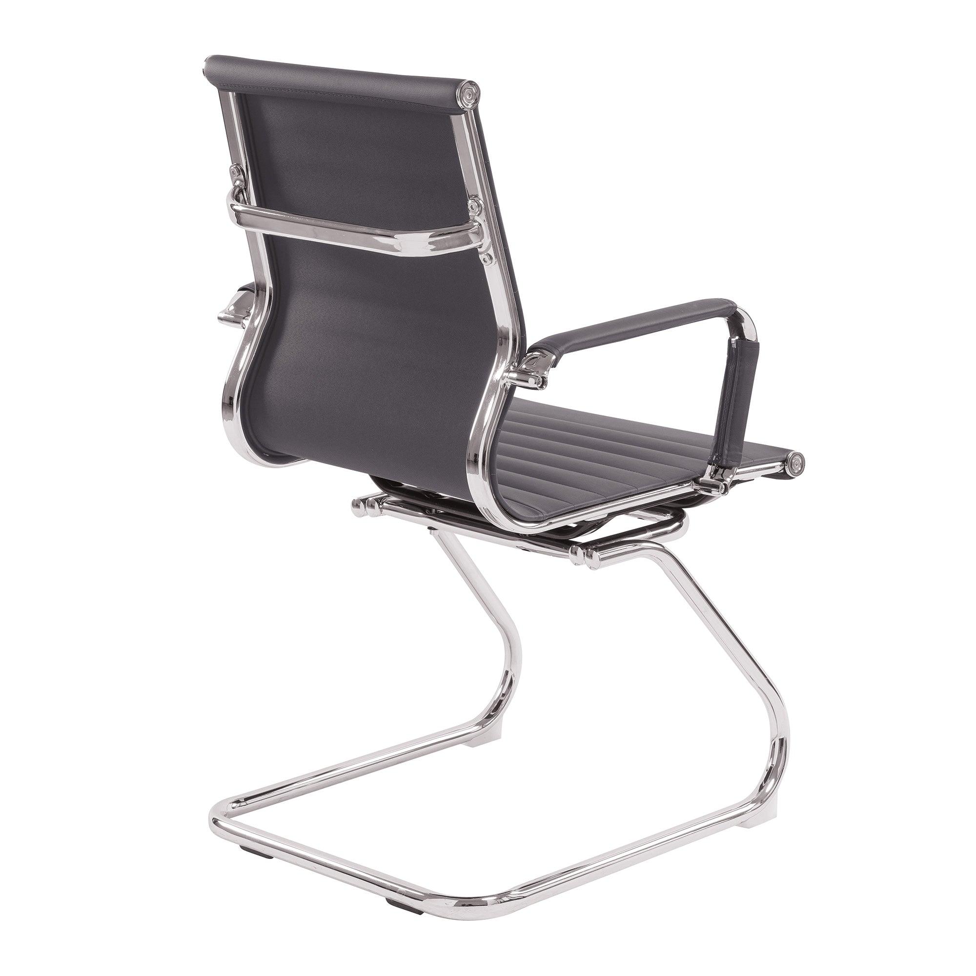 Aura - Contemporary Medium Back Bonded Leather Visitor Chair with Chrome Frame