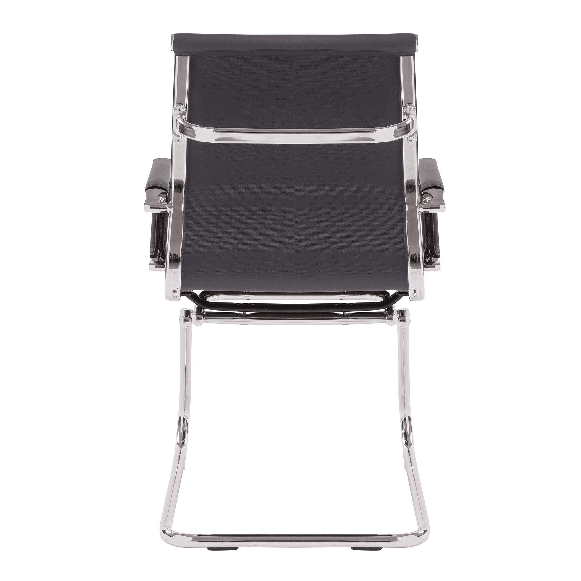 Aura - Contemporary Medium Back Bonded Leather Visitor Chair with Chrome Frame