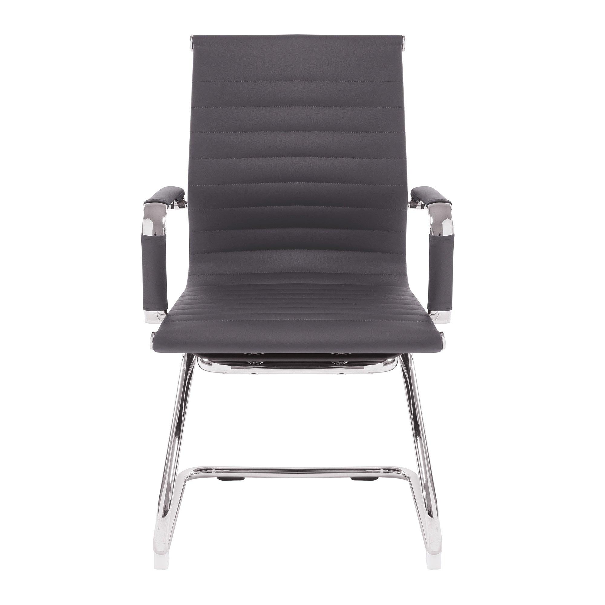 Aura - Contemporary Medium Back Bonded Leather Visitor Chair with Chrome Frame