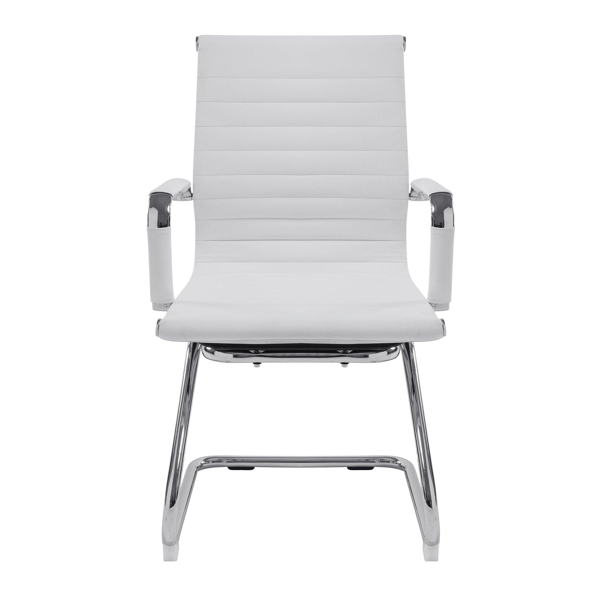 Aura - Contemporary Medium Back Bonded Leather Visitor Chair with Chrome Frame