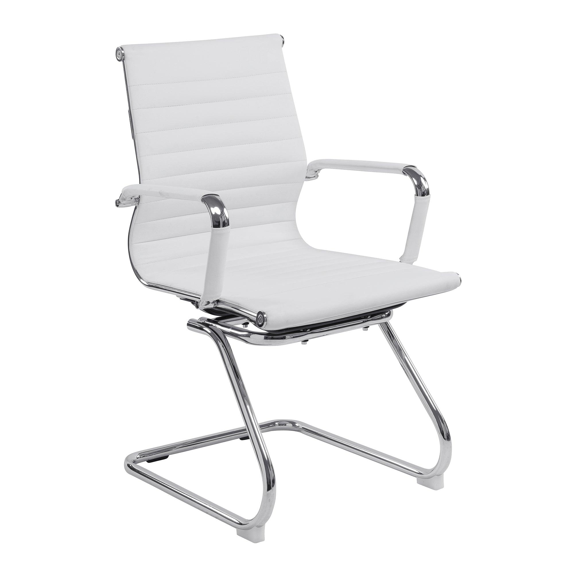 Aura - Contemporary Medium Back Bonded Leather Visitor Chair with Chrome Frame