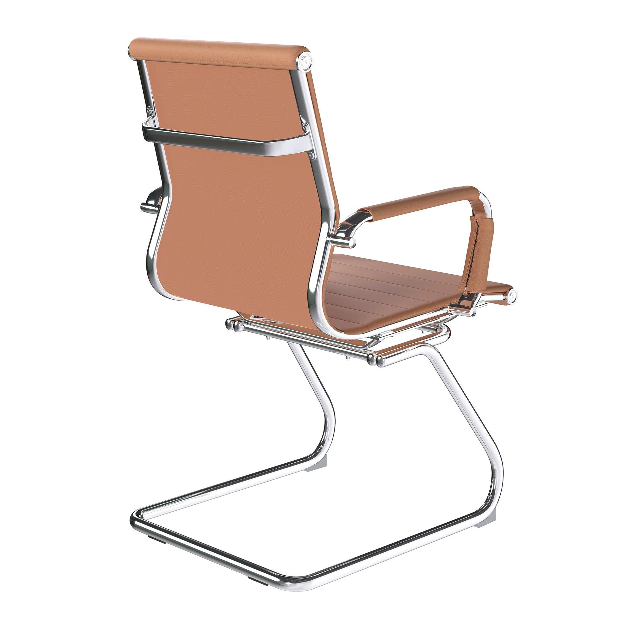 Aura - Contemporary Medium Back Bonded Leather Visitor Chair with Chrome Frame