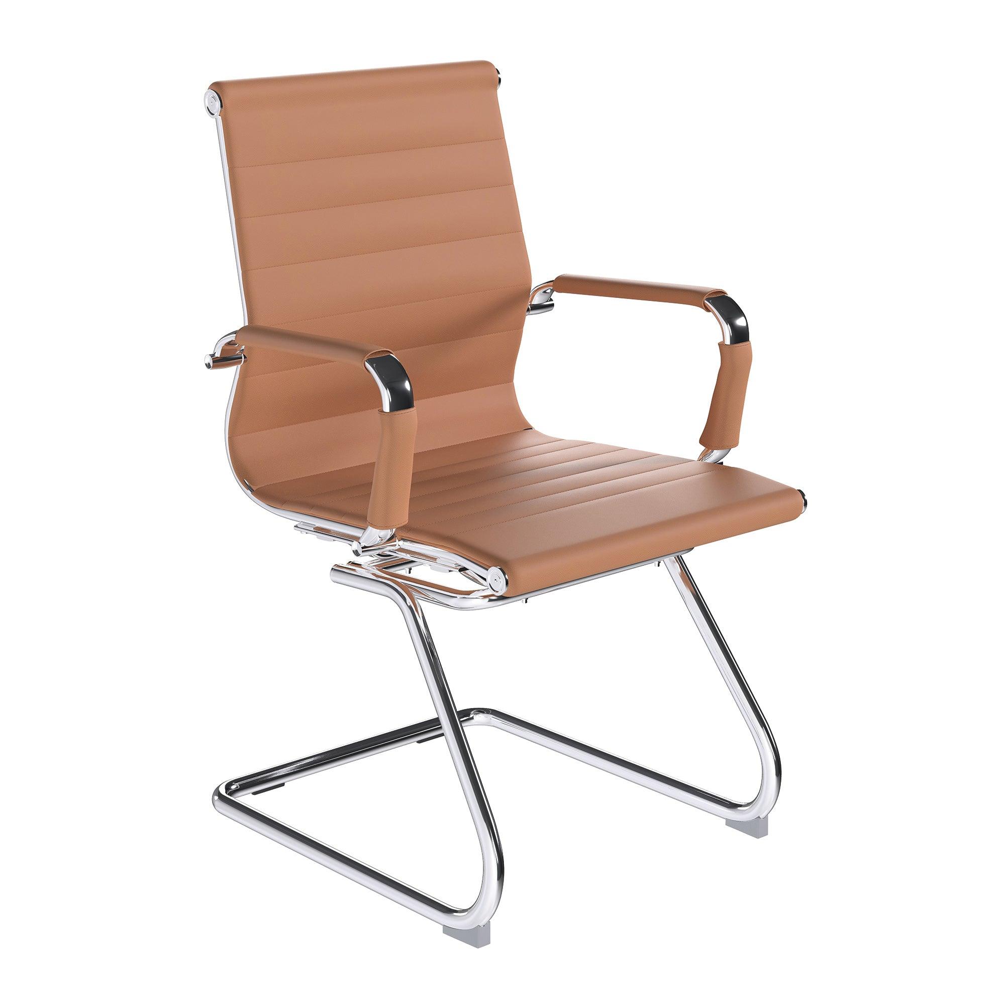 Aura - Contemporary Medium Back Bonded Leather Visitor Chair with Chrome Frame