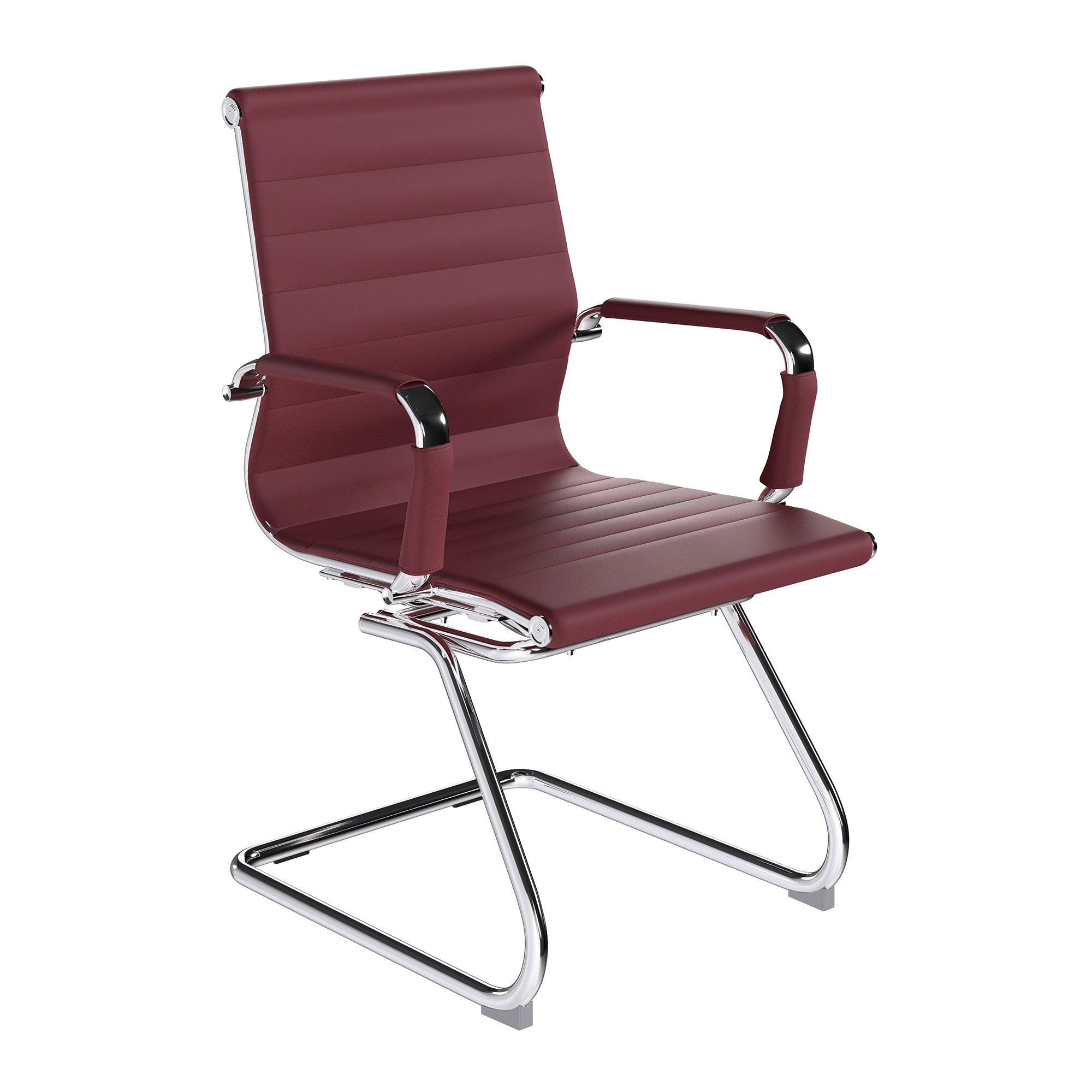 Aura - Contemporary Medium Back Bonded Leather Visitor Chair with Chrome Frame