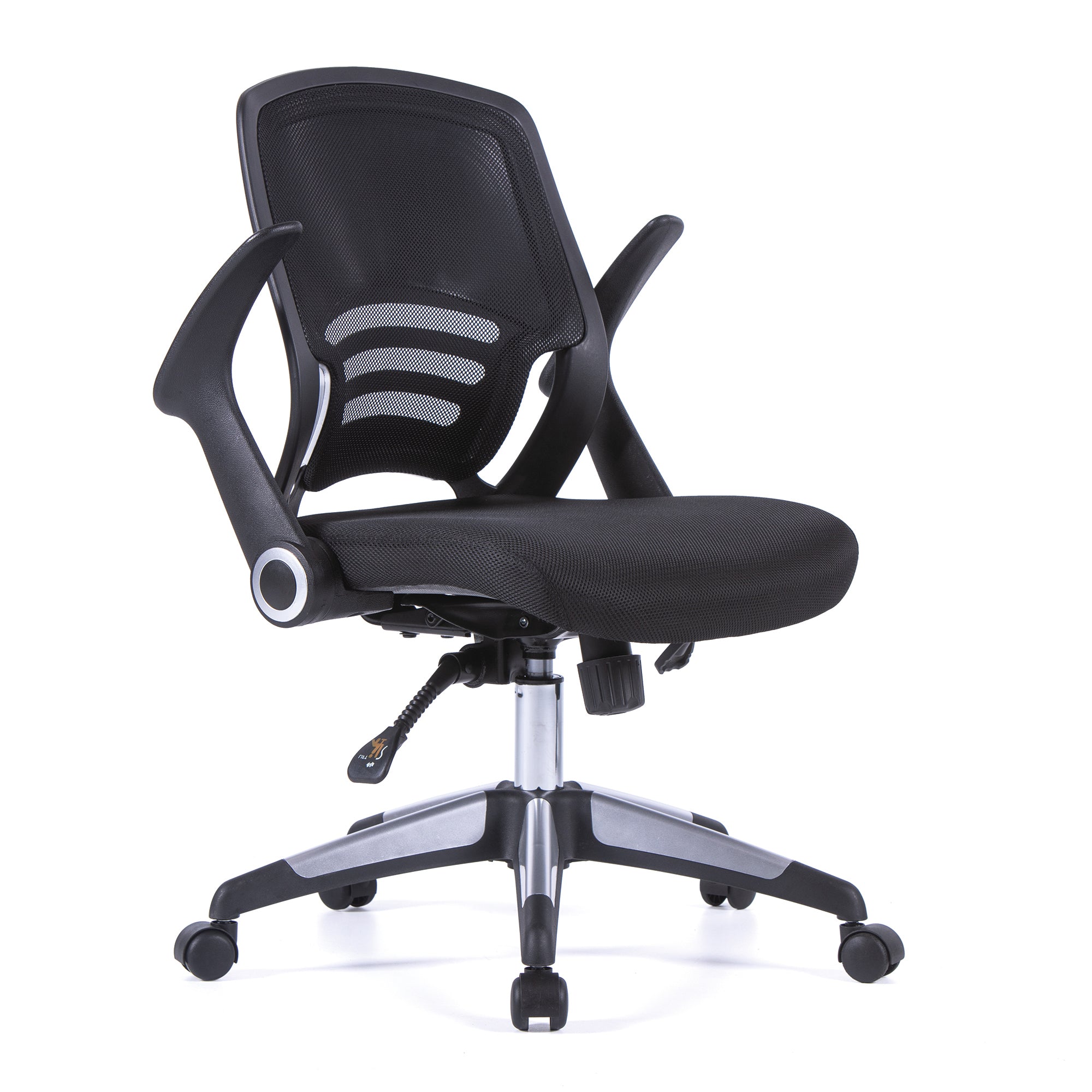 Graphite – Medium Mesh Back Task Chair with Folding Arms and Stylish Back Panelling