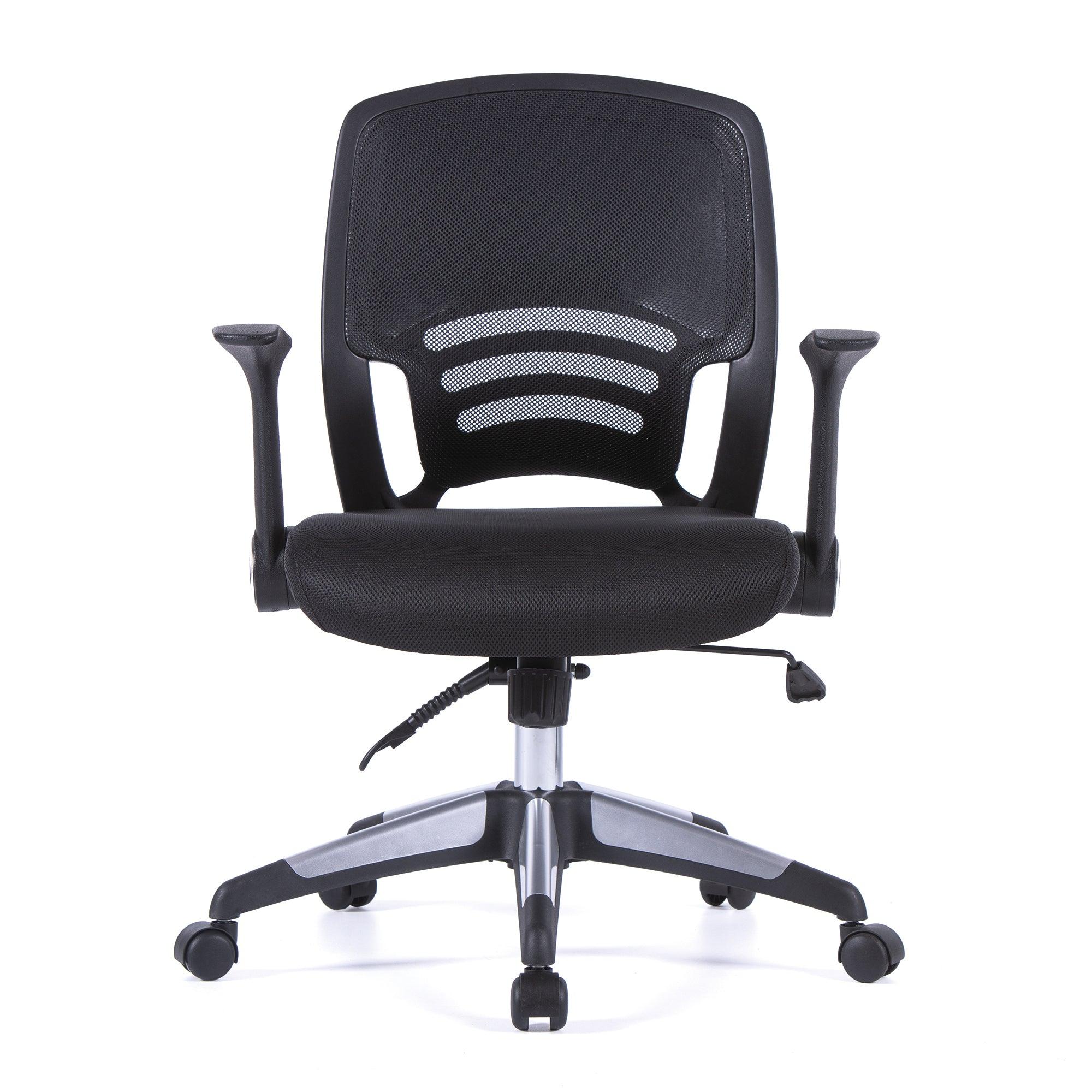 Graphite – Medium Mesh Back Task Chair with Folding Arms and Stylish Back Panelling