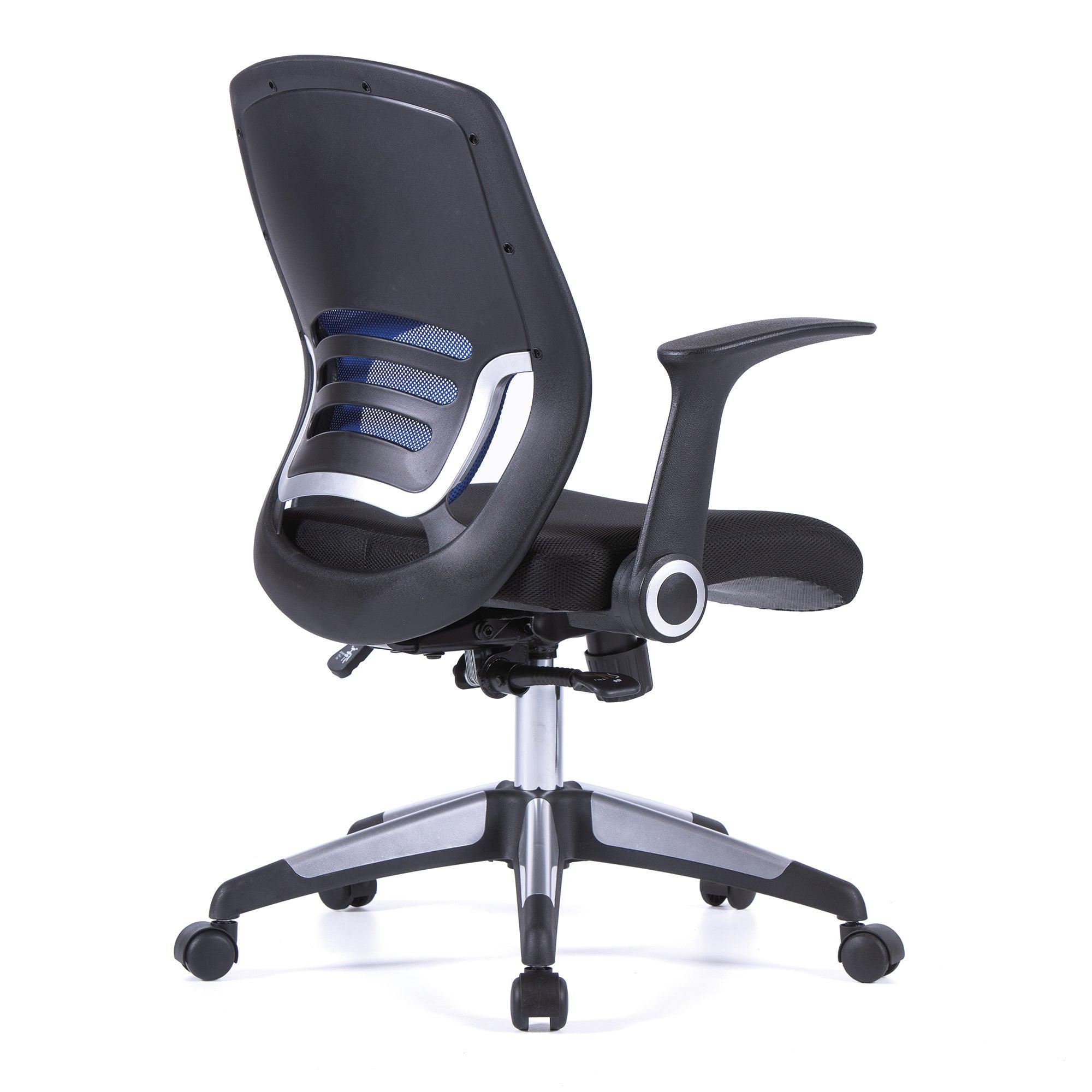 Graphite – Medium Mesh Back Task Chair with Folding Arms and Stylish Back Panelling