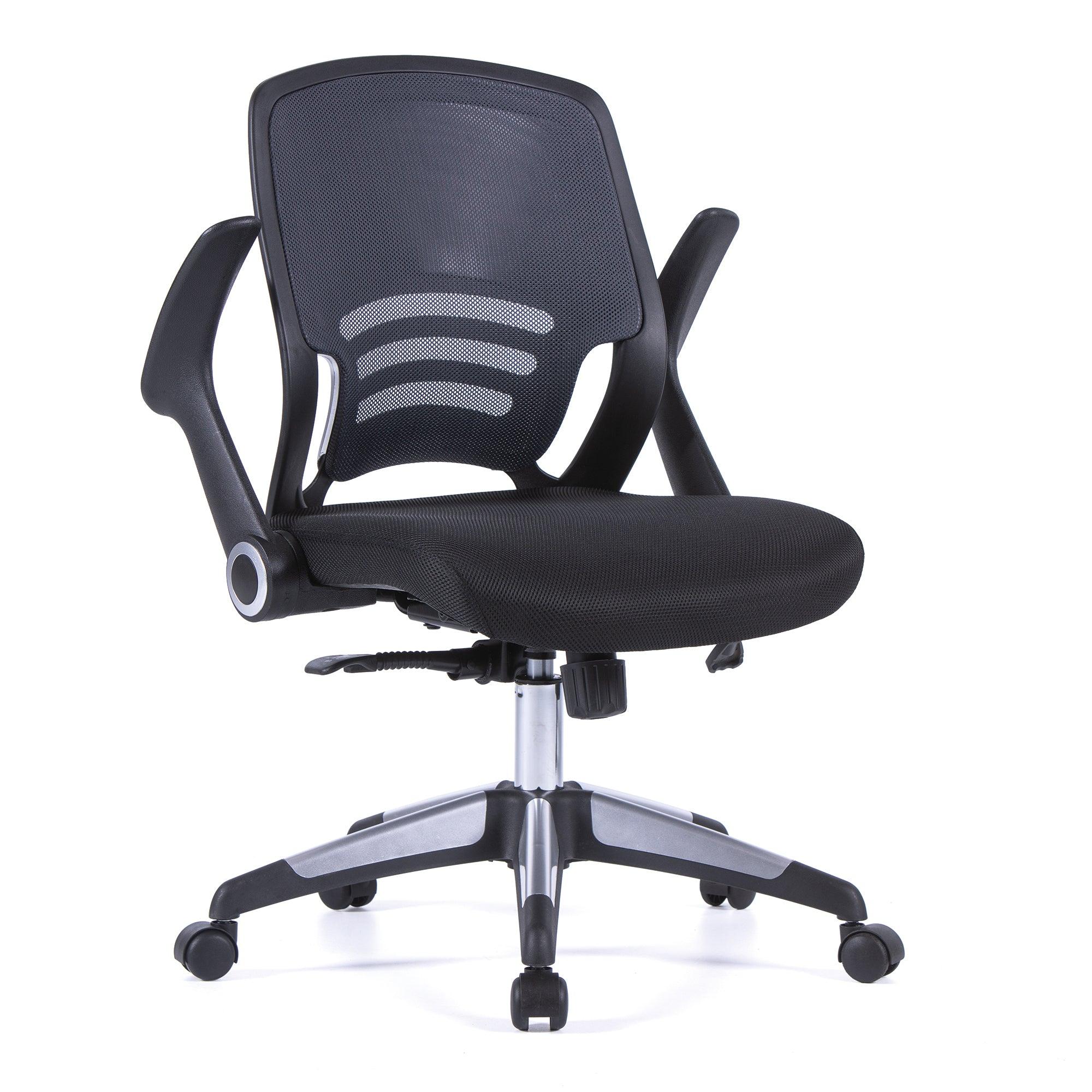 Graphite – Medium Mesh Back Task Chair with Folding Arms and Stylish Back Panelling