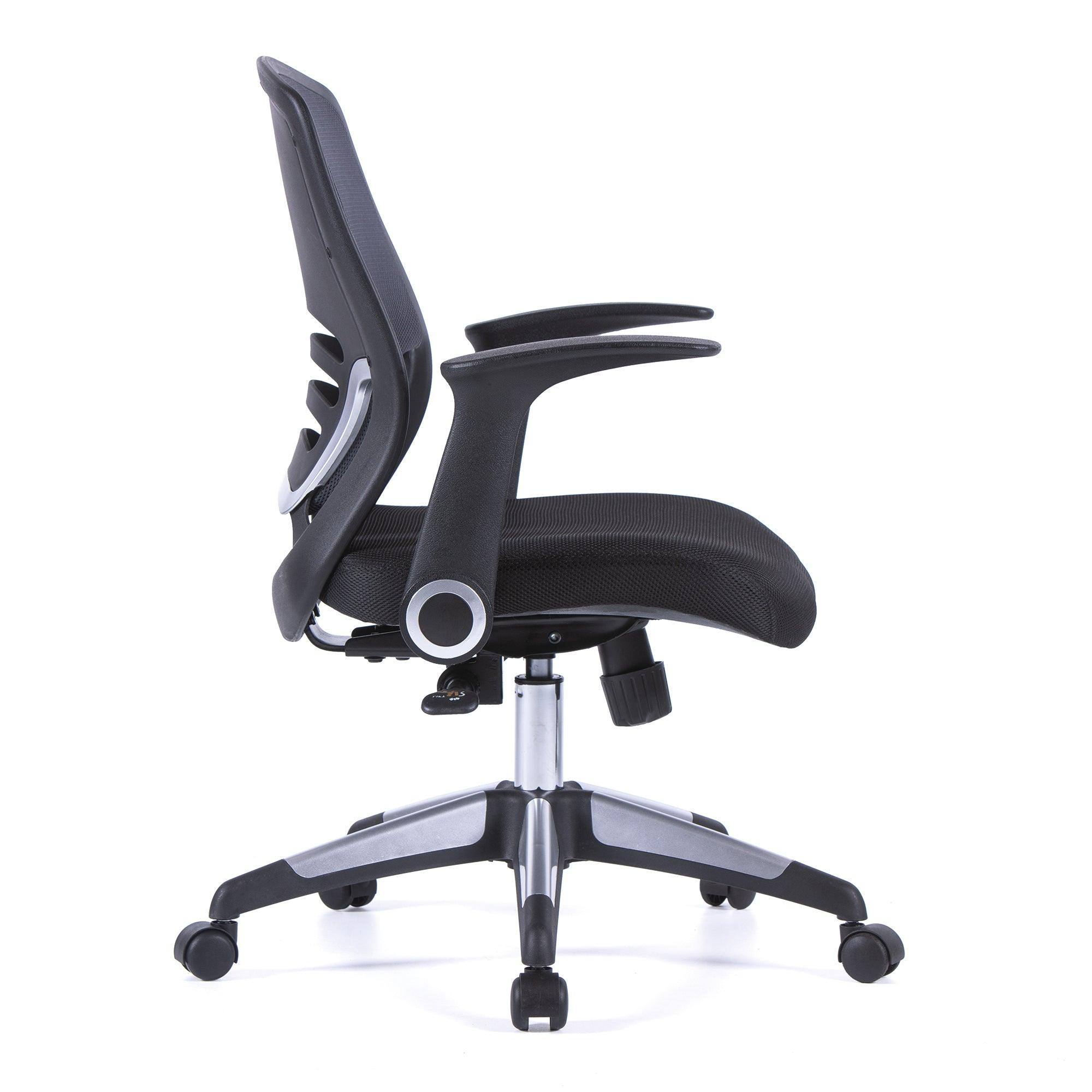 Graphite – Medium Mesh Back Task Chair with Folding Arms and Stylish Back Panelling