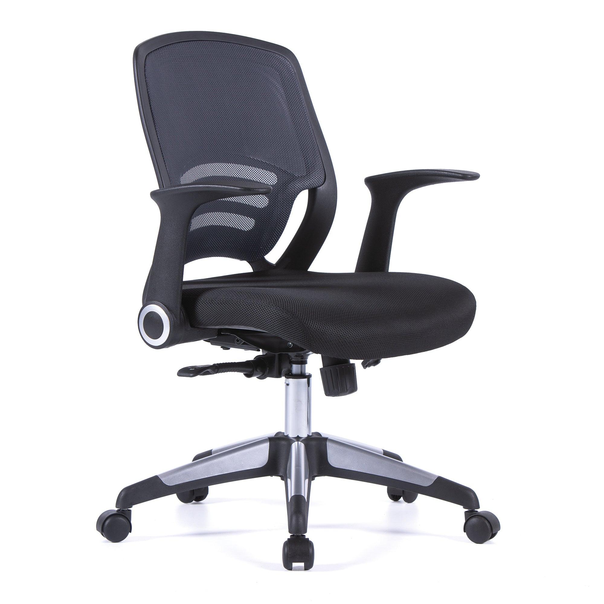 Graphite – Medium Mesh Back Task Chair with Folding Arms and Stylish Back Panelling