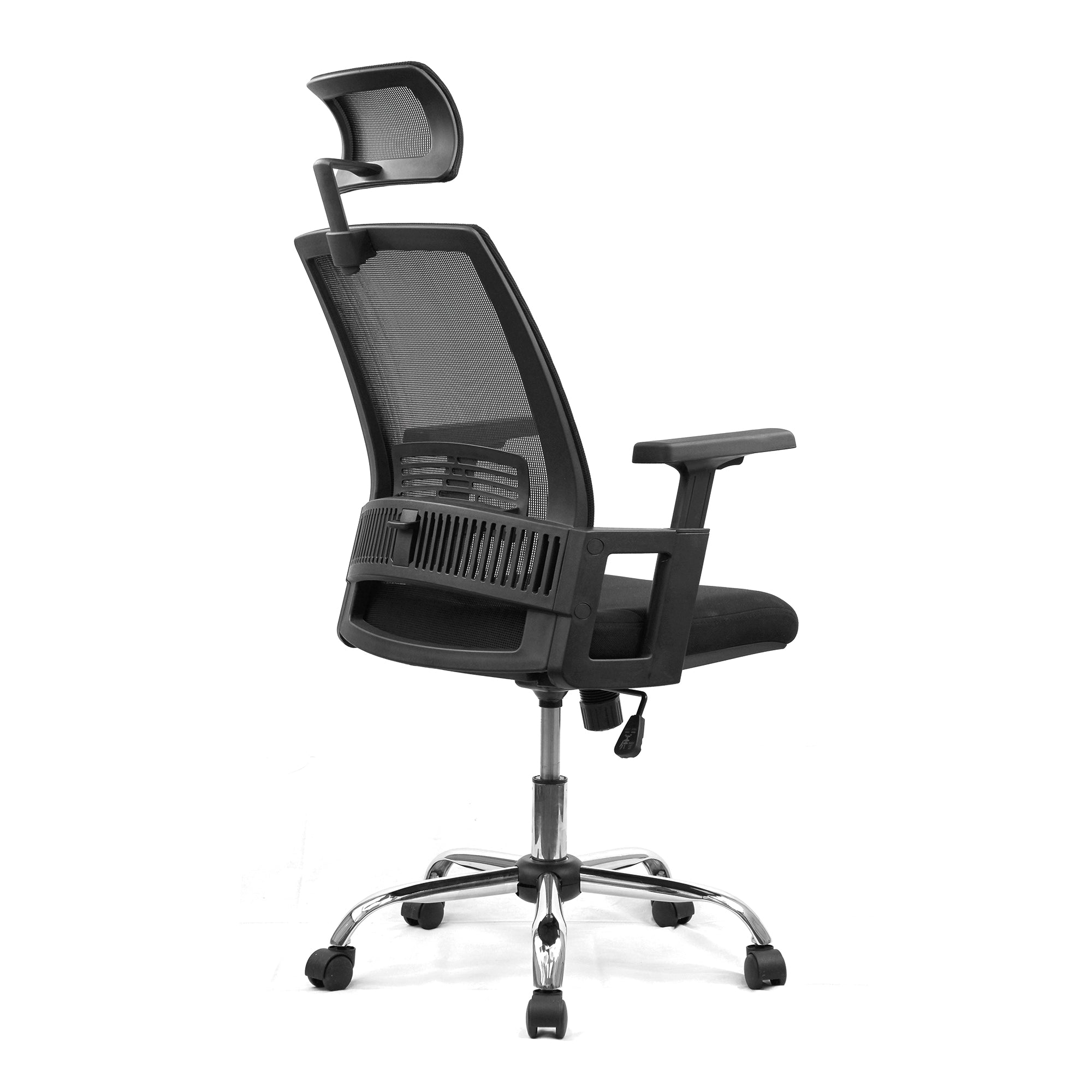 Alpha – High Back Mesh Chair with Headrest and Chrome Base