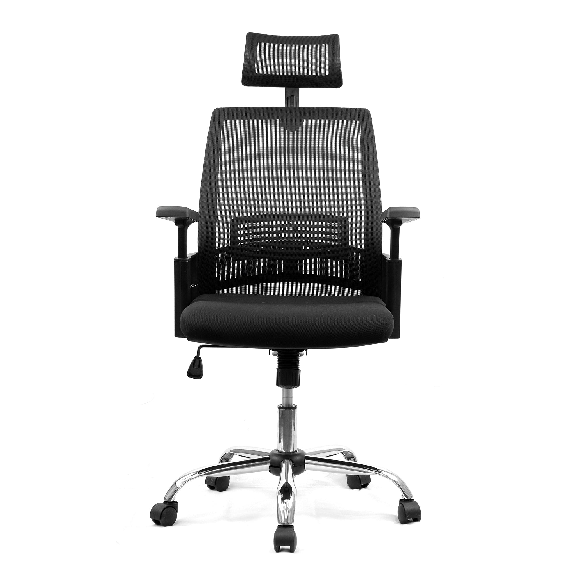 Alpha – High Back Mesh Chair with Headrest and Chrome Base