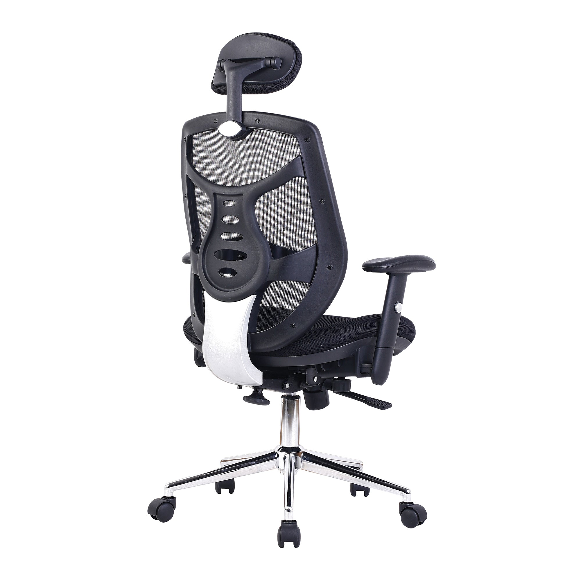 Polaris – High Back Mesh Synchronous Executive Armchair with Adjustable Headrest and Chrome Base