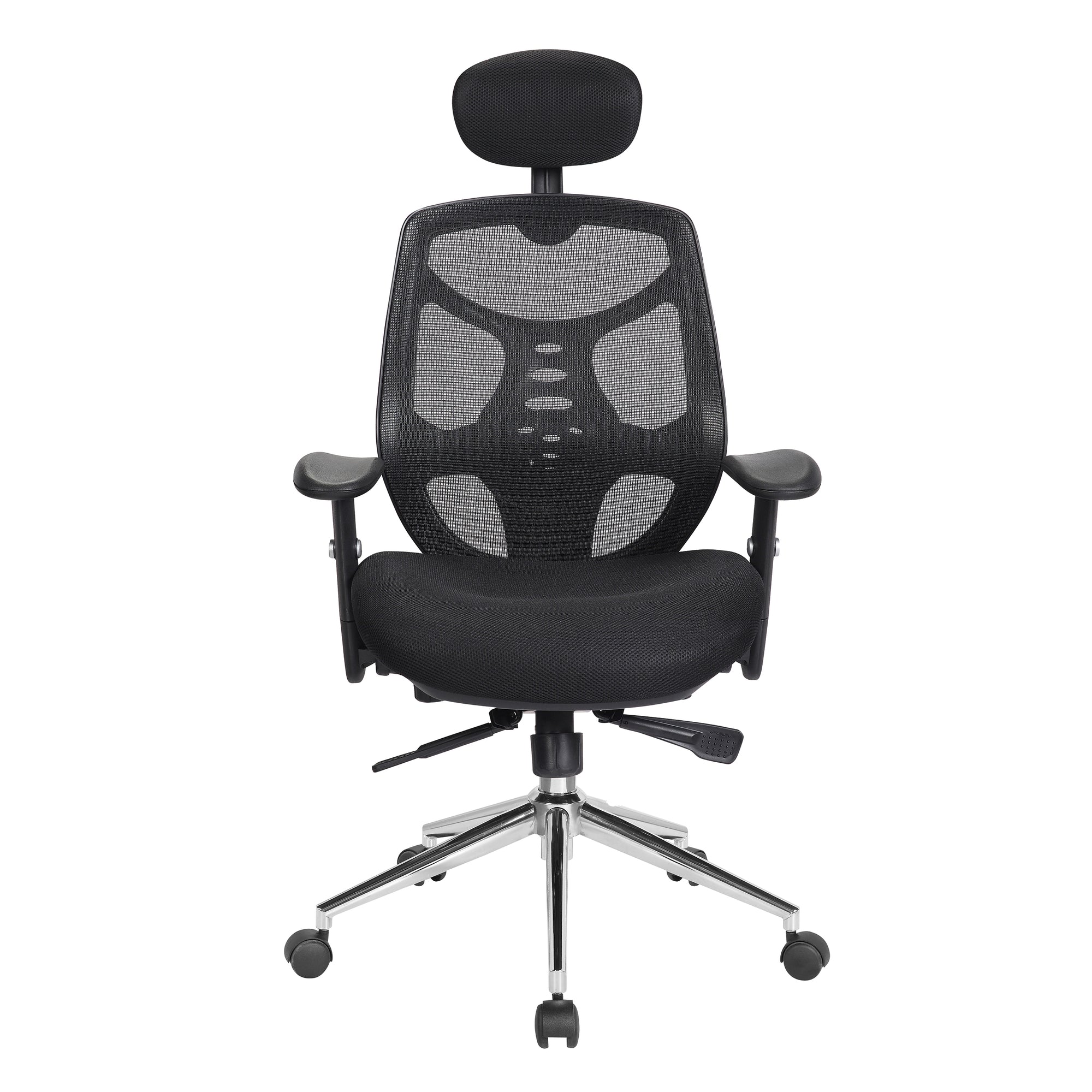 Polaris – High Back Mesh Synchronous Executive Armchair with Adjustable Headrest and Chrome Base