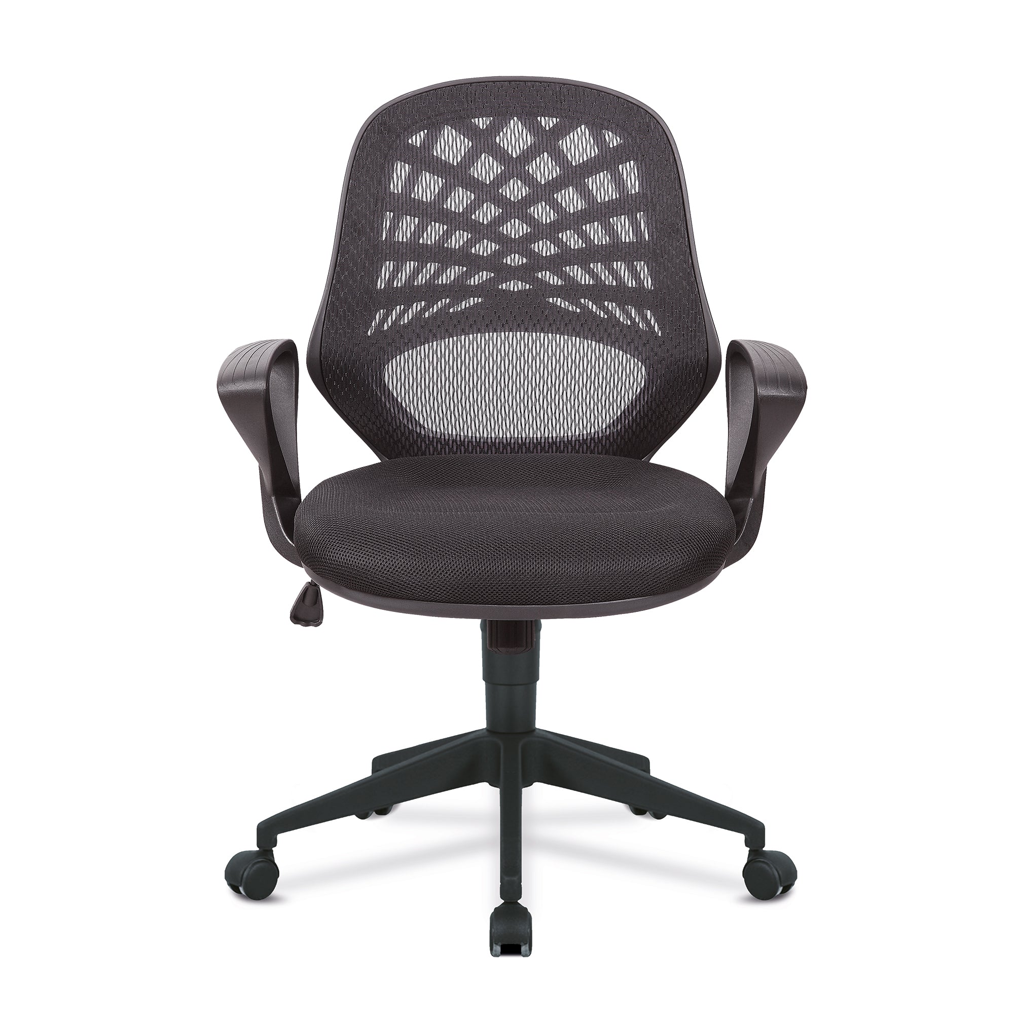 Lattice – Mesh Back Operator Armchair with Fluted Black Nylon Base