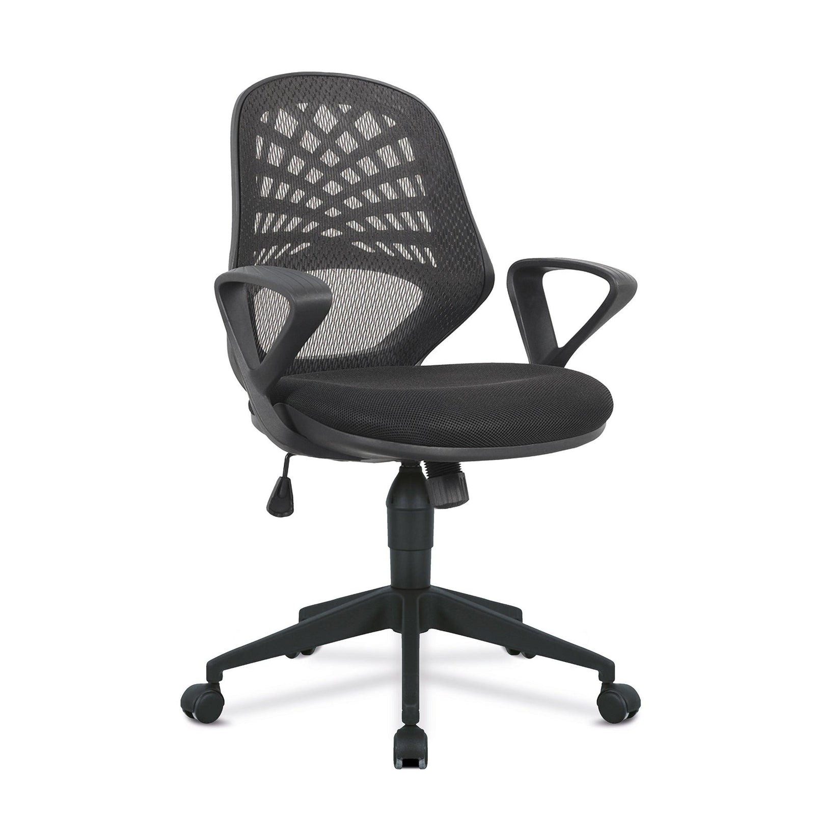 Lattice – Mesh Back Operator Armchair with Fluted Black Nylon Base