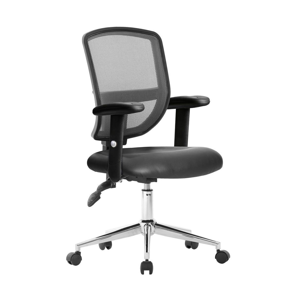 Nexus – Vinyl – High Back Designer Mesh Operator Chair with Sculptured Lumbar, Spine Support and Height Adjustable Arms