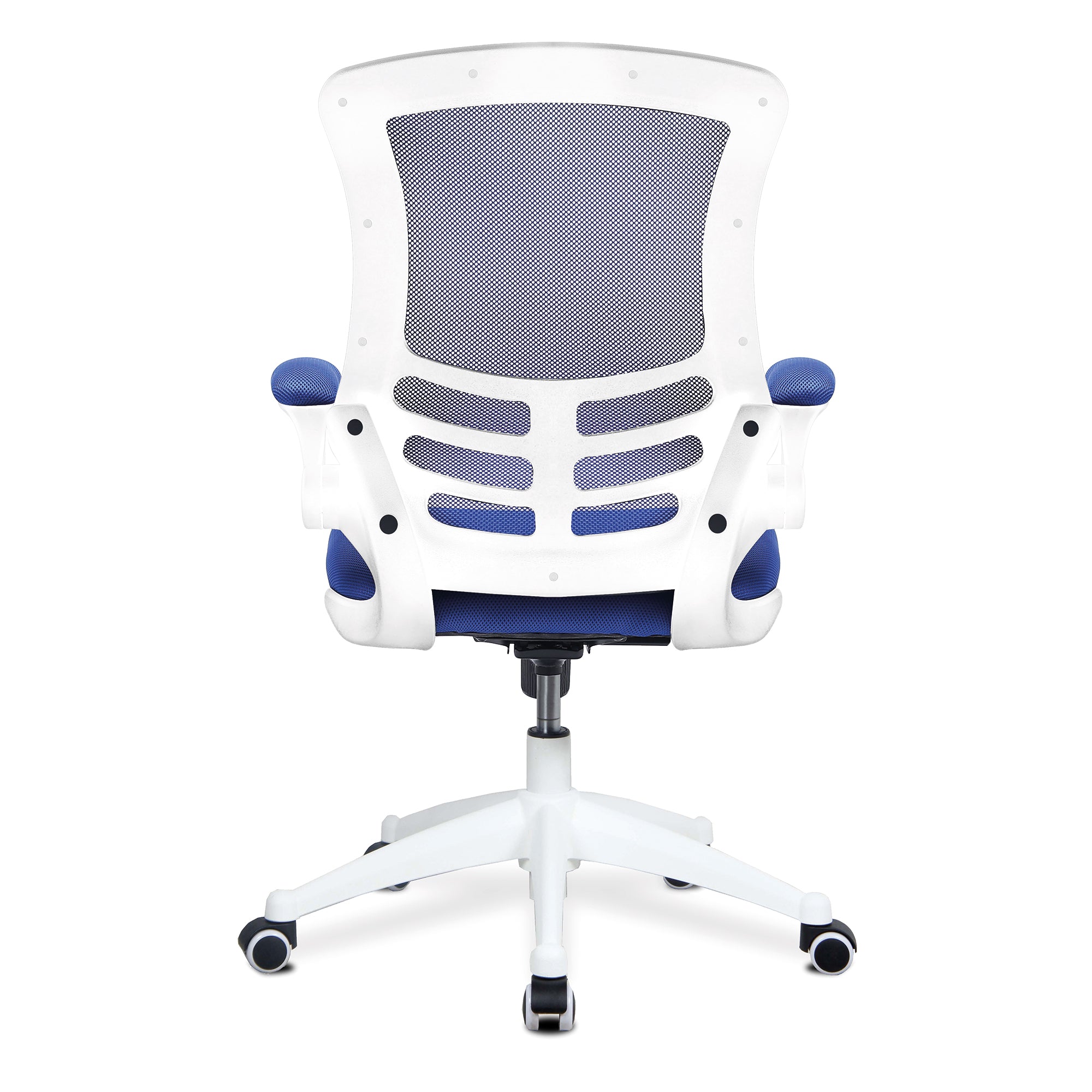 Luna - Designer Medium Back Mesh Chair with White Shell and Folding Arms