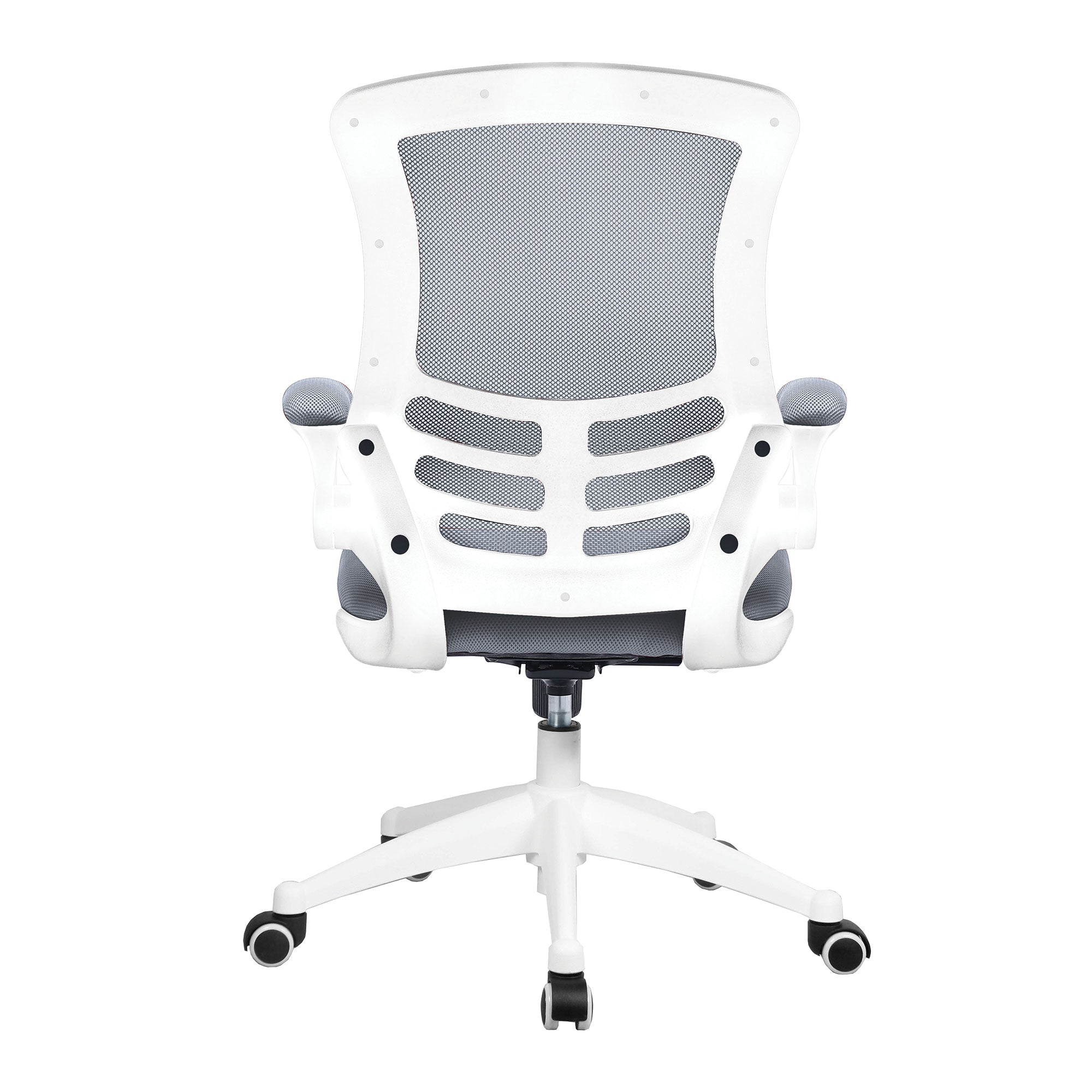 Luna - Designer Medium Back Mesh Chair with White Shell and Folding Arms