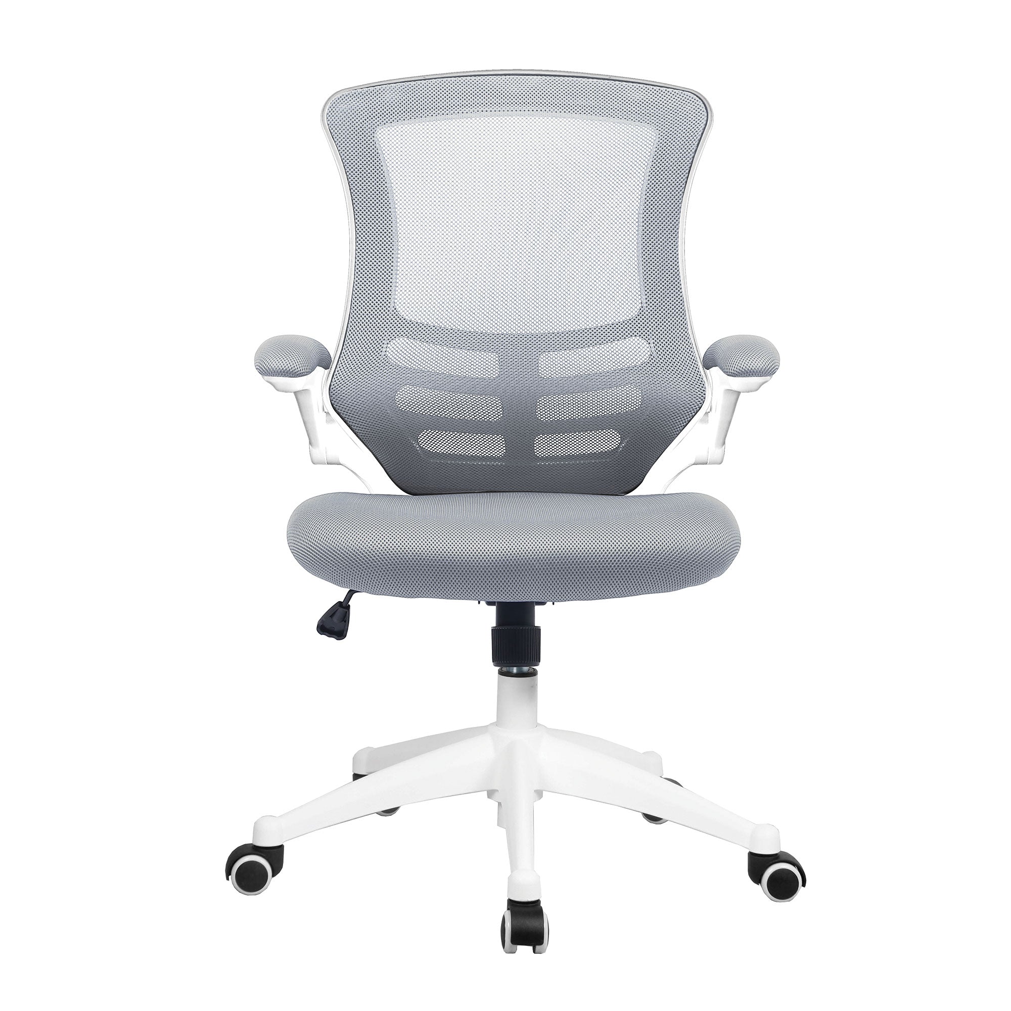 Luna - Designer Medium Back Mesh Chair with White Shell and Folding Arms