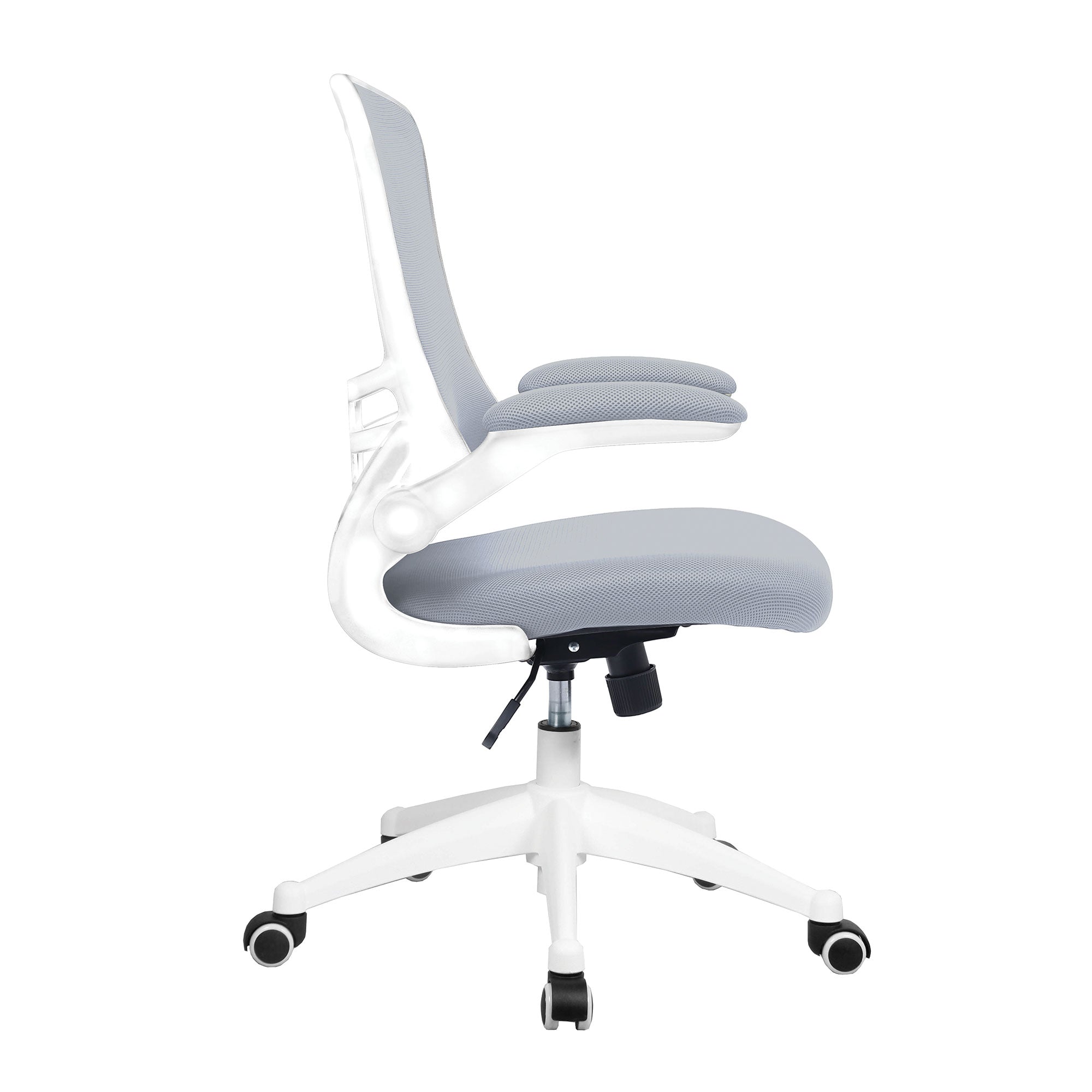 Luna - Designer Medium Back Mesh Chair with White Shell and Folding Arms