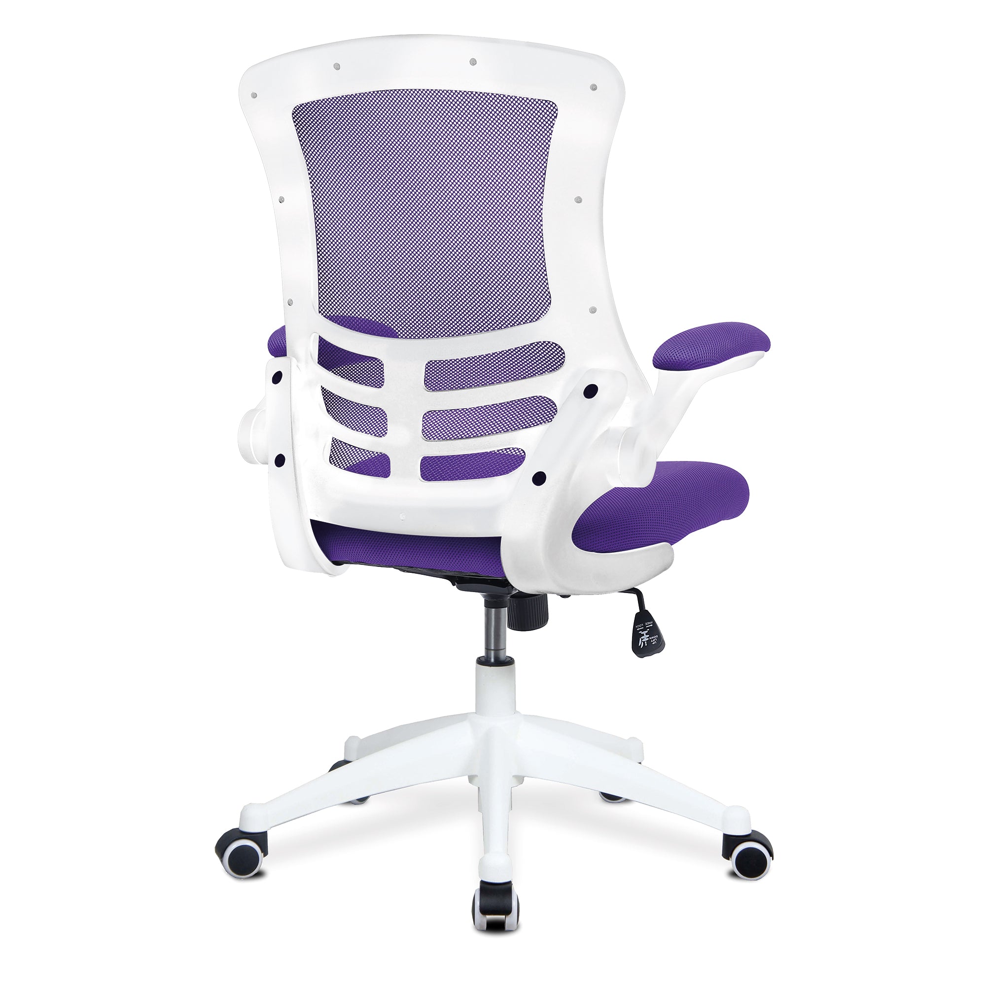 Luna - Designer Medium Back Mesh Chair with White Shell and Folding Arms