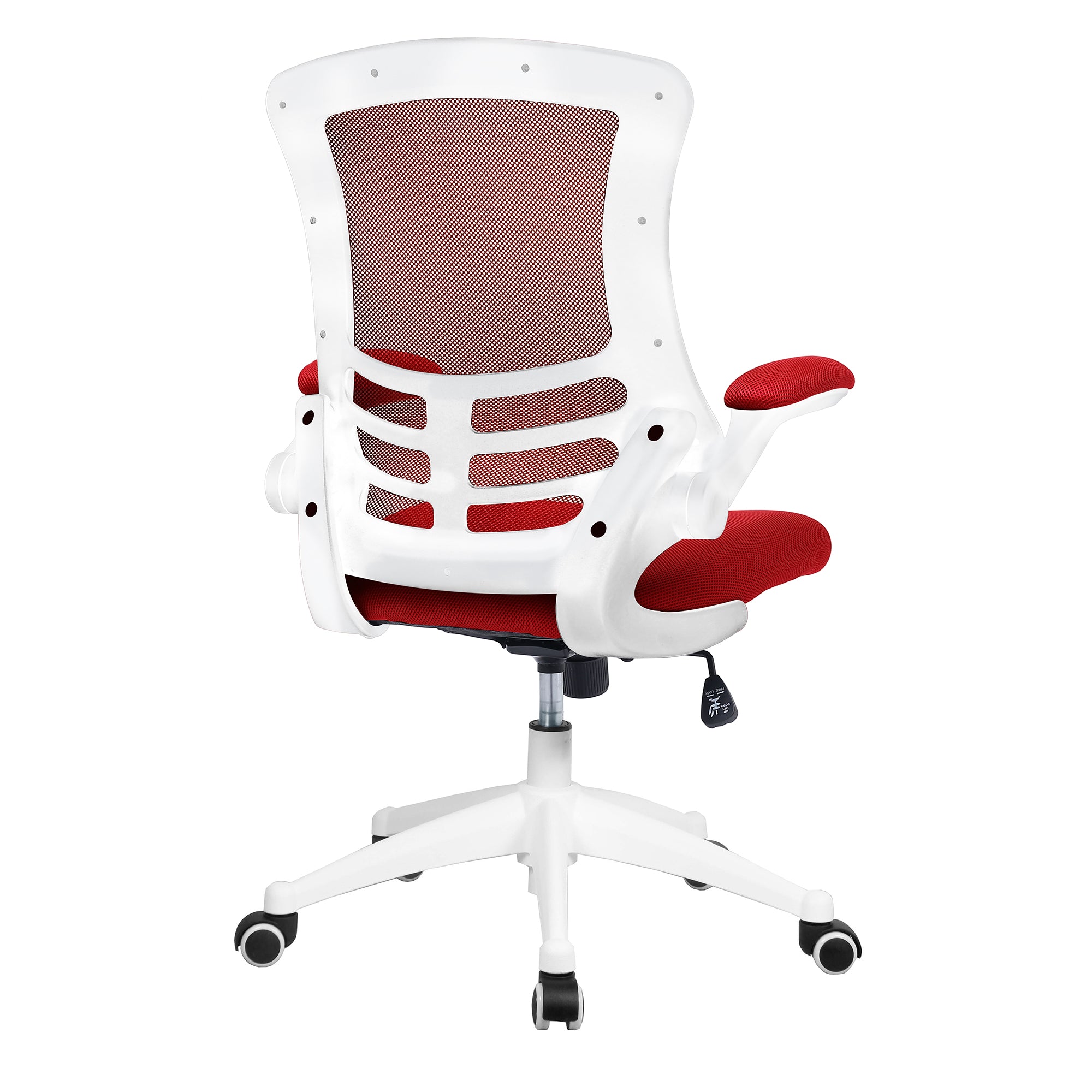 Luna - Designer Medium Back Mesh Chair with White Shell and Folding Arms