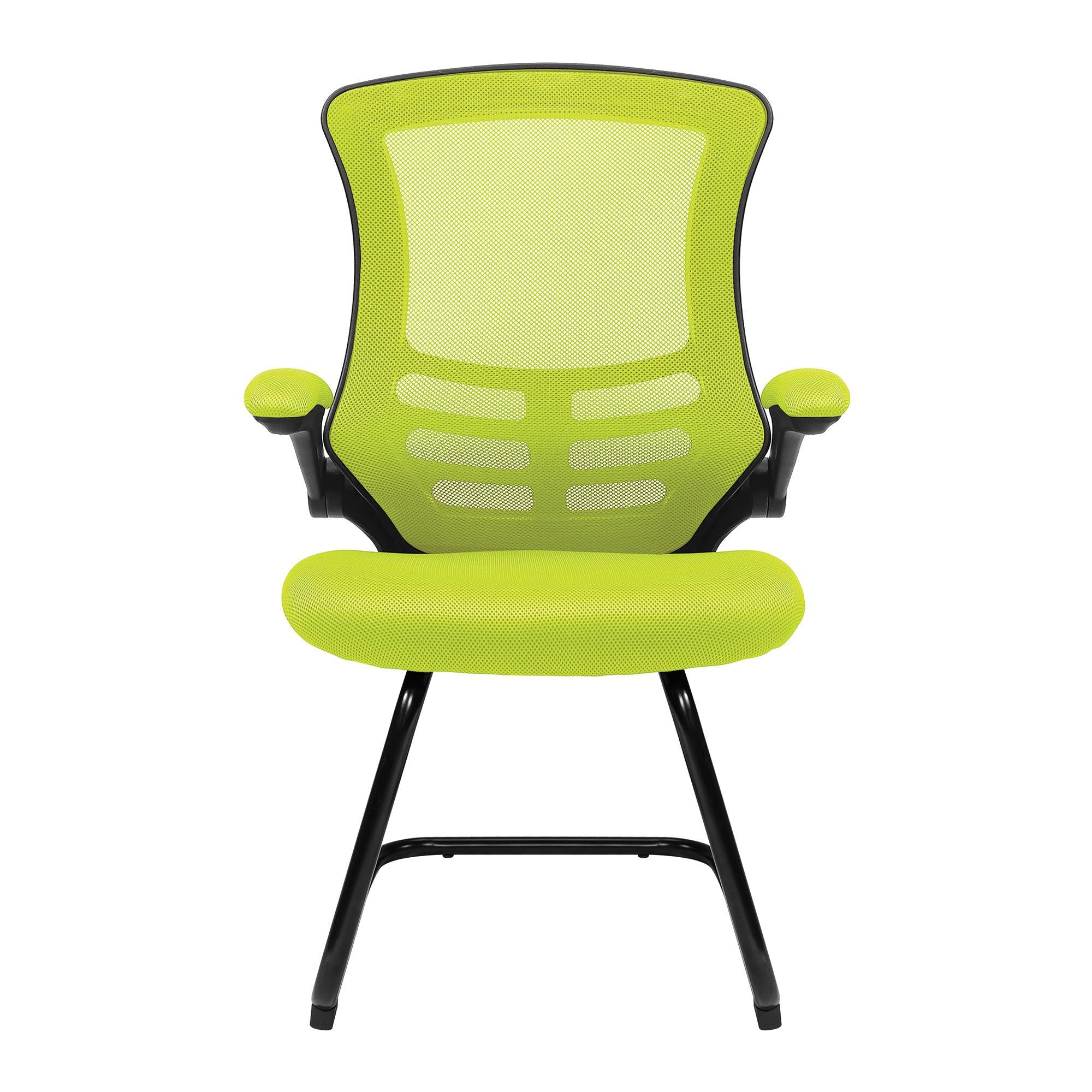 Luna - Designer Medium Back Mesh Cantilever Chair with Black Shell, Black Frame and Folding Arms