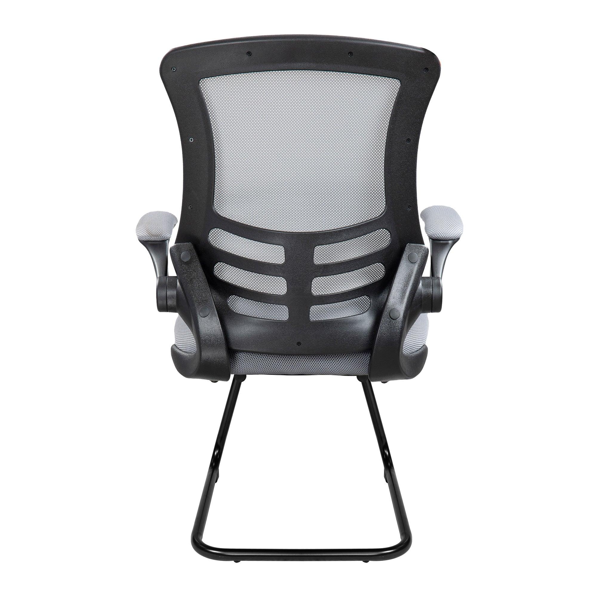 Luna - Designer Medium Back Mesh Cantilever Chair with Black Shell, Black Frame and Folding Arms