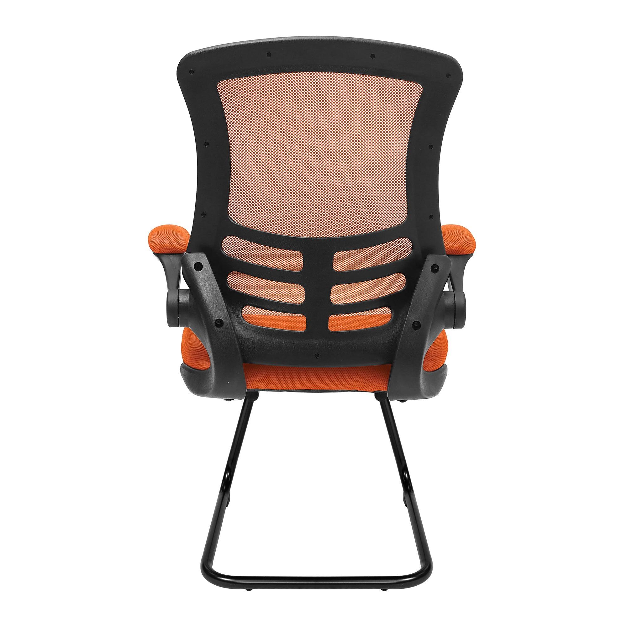 Luna - Designer Medium Back Mesh Cantilever Chair with Black Shell, Black Frame and Folding Arms