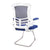 Luna - Designer Medium Back Mesh Cantilever Chair with White Shell, Chrome Frame and Folding Arms