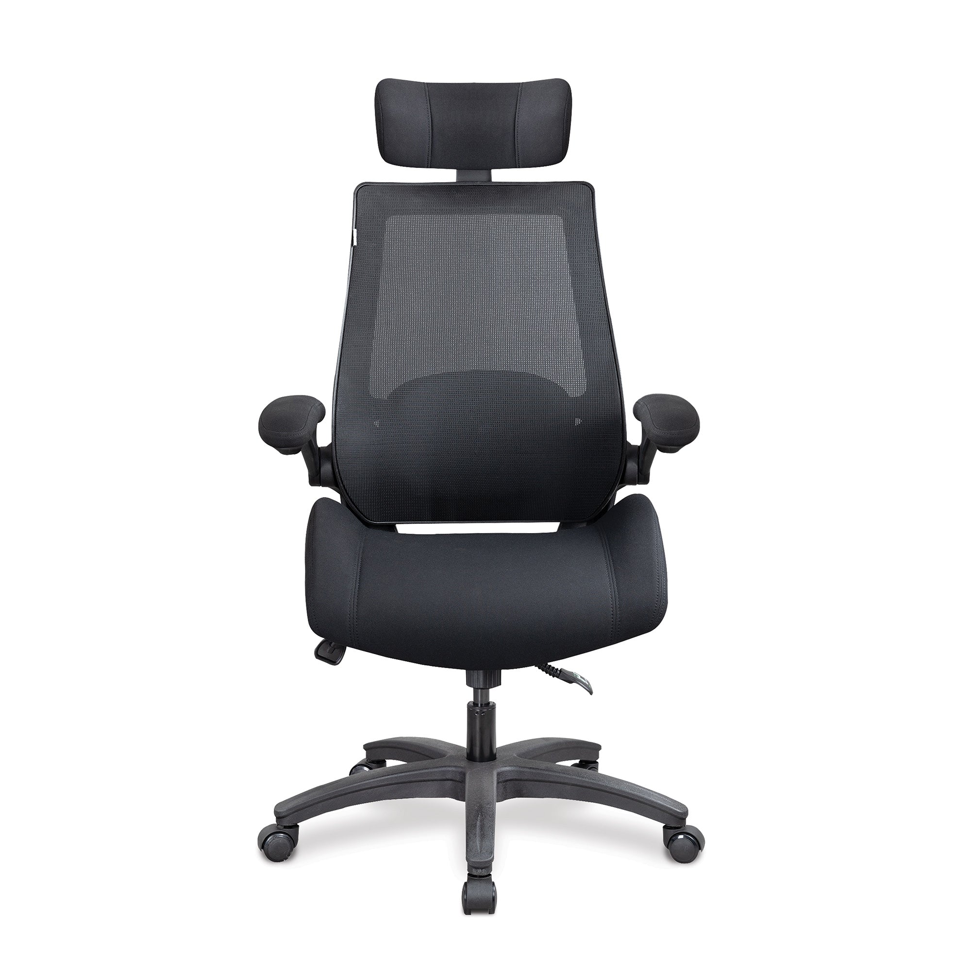 Resolute – High Back Mesh Chair with High Weight Capacity, Deep Moulded Seat Foam, Folding Arms and Optional Headrest