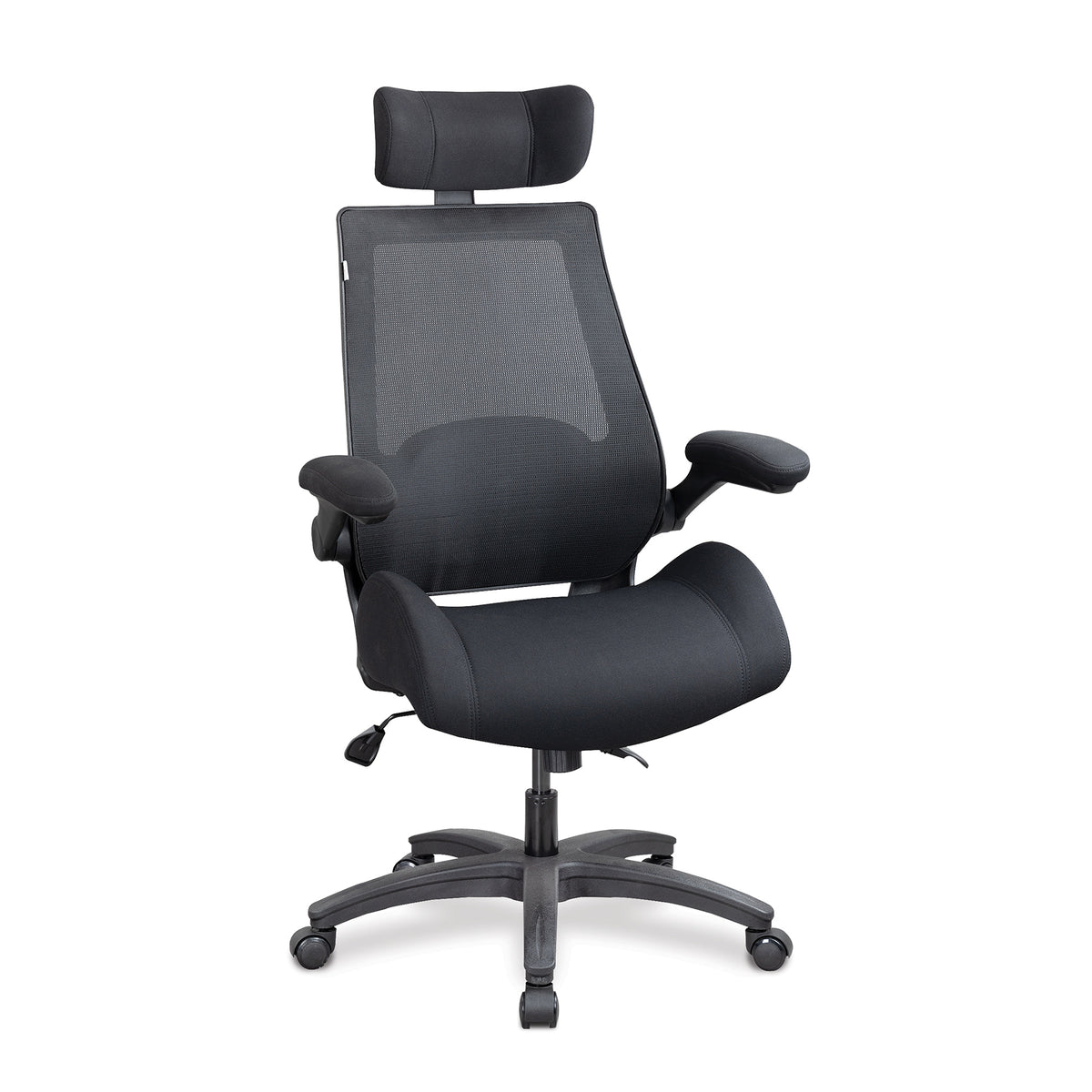 Resolute – High Back Mesh Chair with High Weight Capacity, Deep Moulded Seat Foam, Folding Arms and Optional Headrest