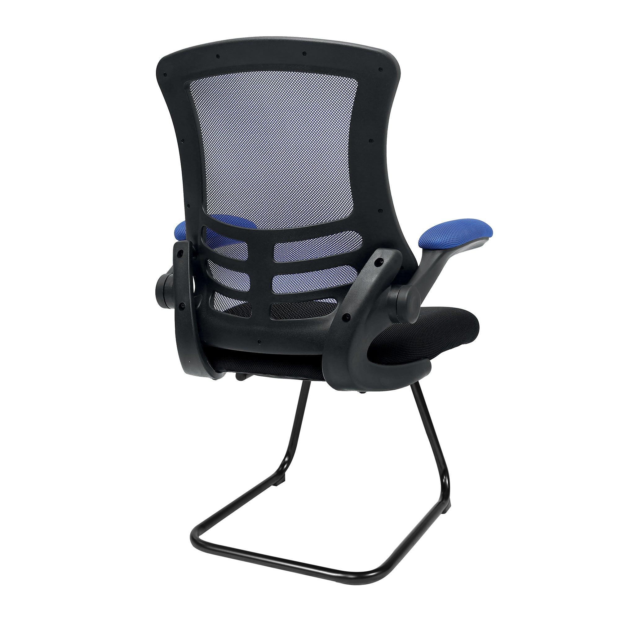 Luna - Designer Medium Back Two Tone Mesh Cantilever Chair with Black Shell, Black Frame and Folding Arms