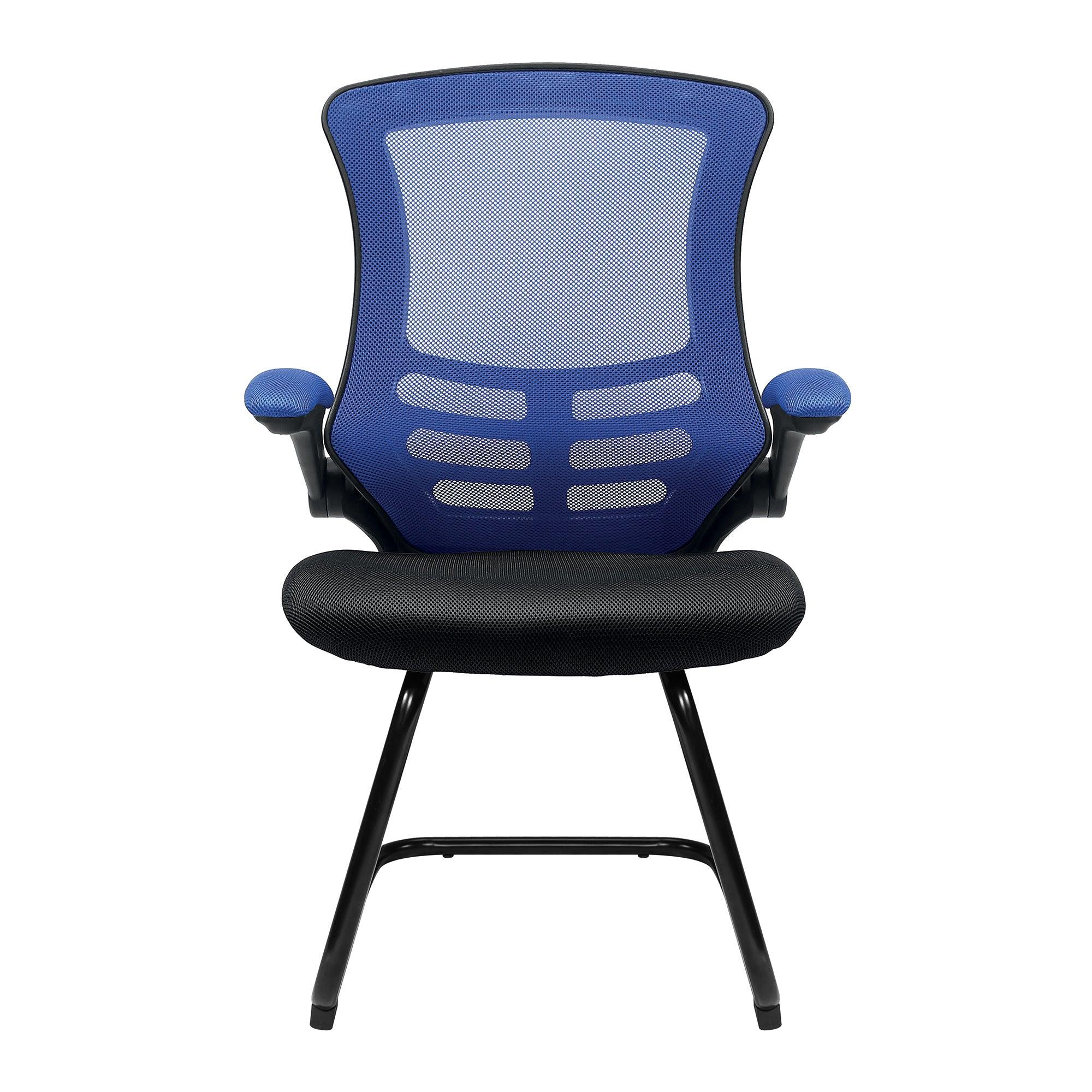 Luna - Designer Medium Back Two Tone Mesh Cantilever Chair with Black Shell, Black Frame and Folding Arms