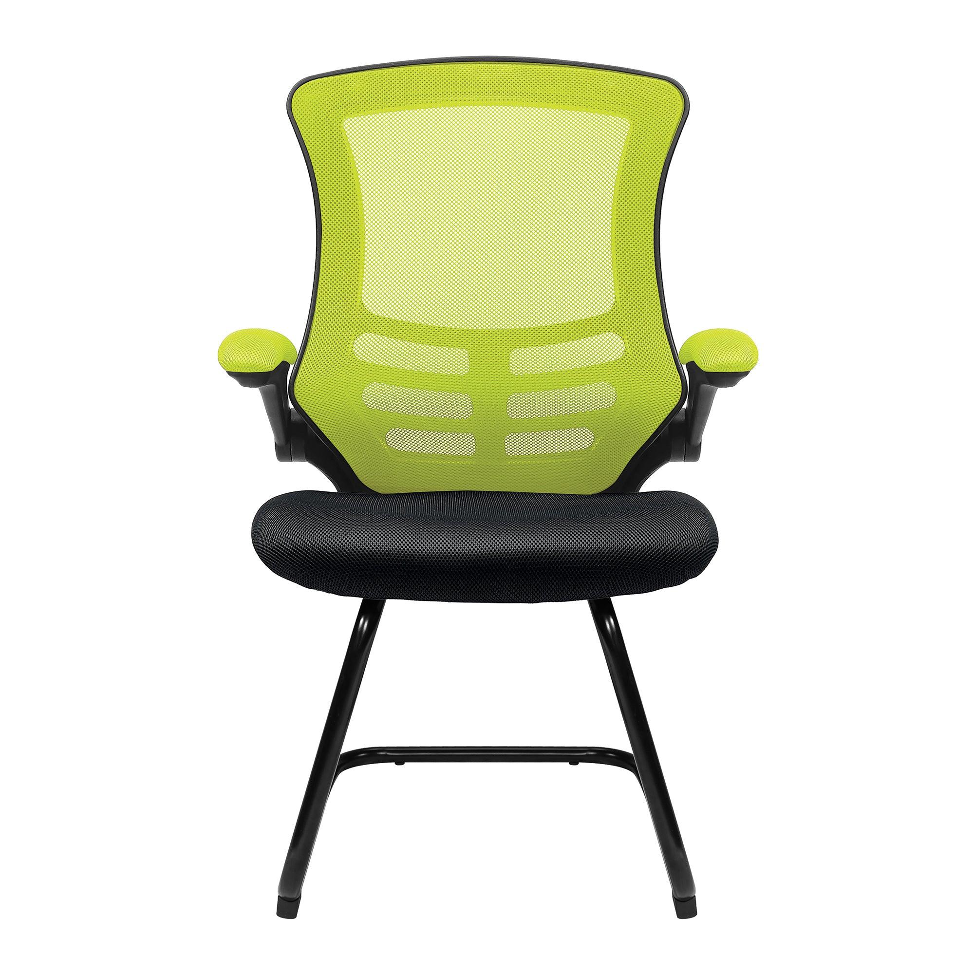 Luna - Designer Medium Back Two Tone Mesh Cantilever Chair with Black Shell, Black Frame and Folding Arms