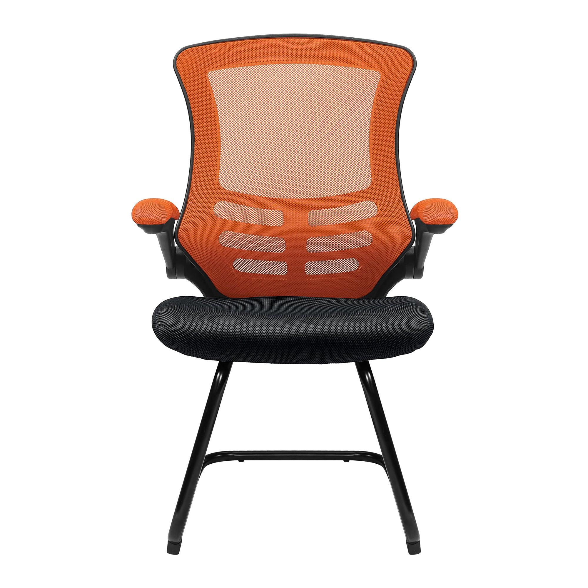 Luna - Designer Medium Back Two Tone Mesh Cantilever Chair with Black Shell, Black Frame and Folding Arms