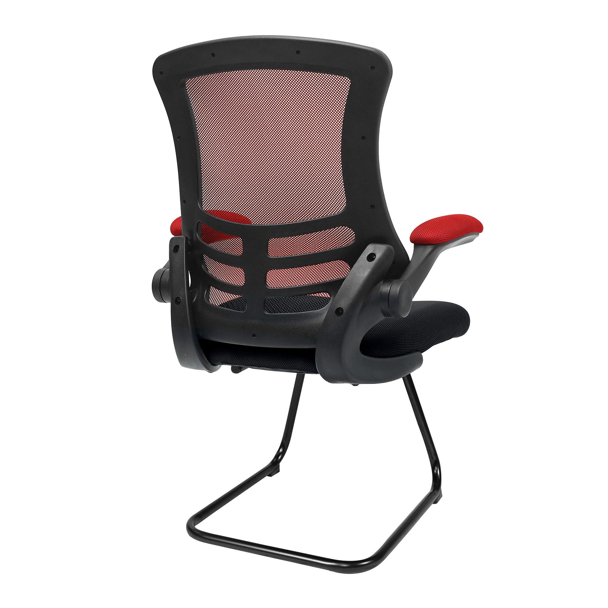 Luna - Designer Medium Back Two Tone Mesh Cantilever Chair with Black Shell, Black Frame and Folding Arms