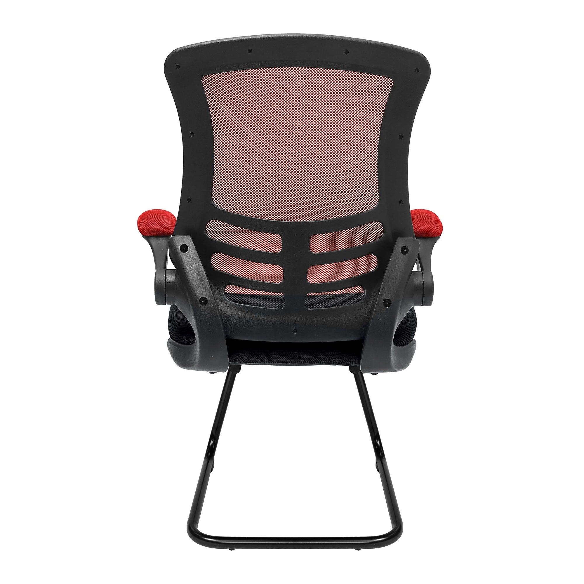 Luna - Designer Medium Back Two Tone Mesh Cantilever Chair with Black Shell, Black Frame and Folding Arms