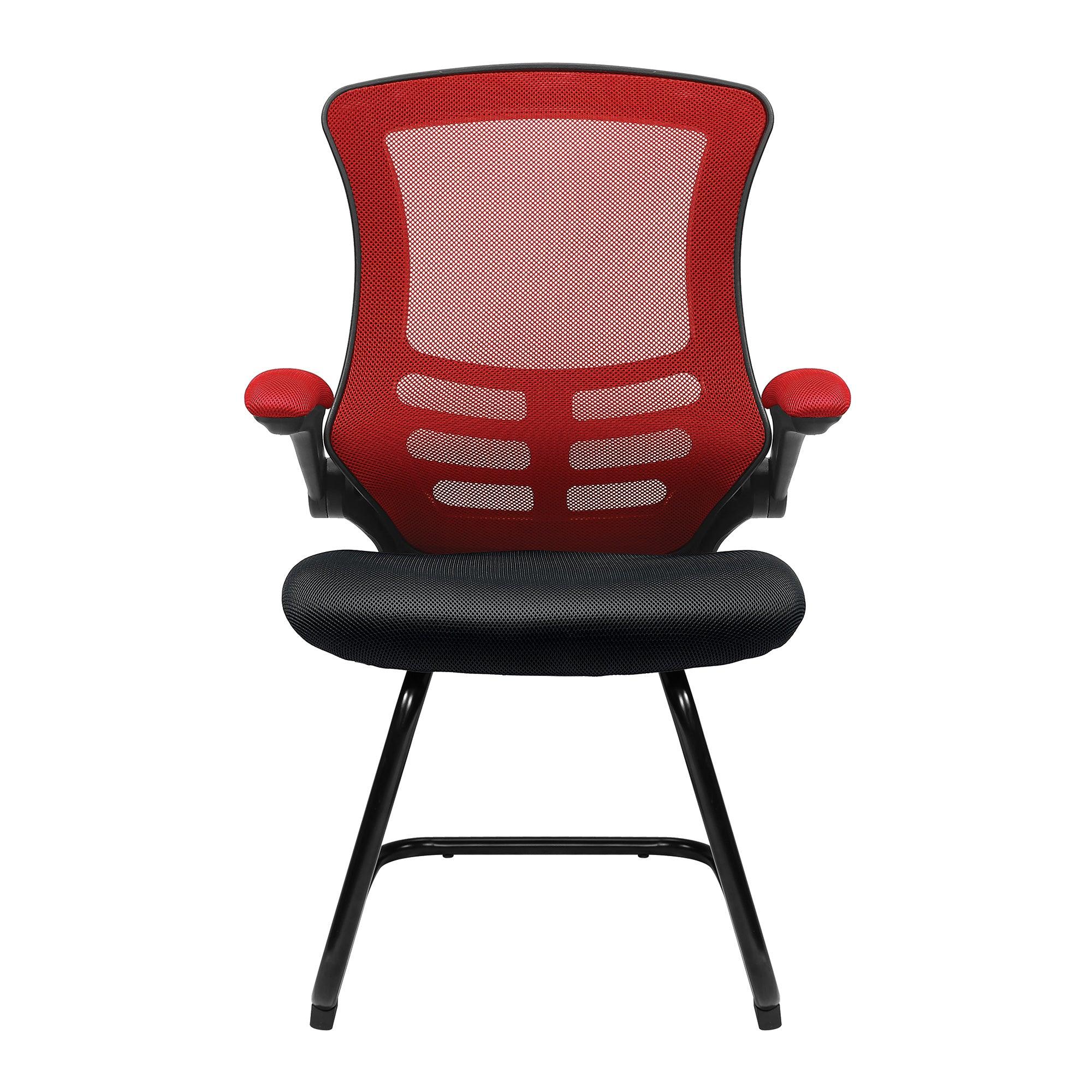 Luna - Designer Medium Back Two Tone Mesh Cantilever Chair with Black Shell, Black Frame and Folding Arms